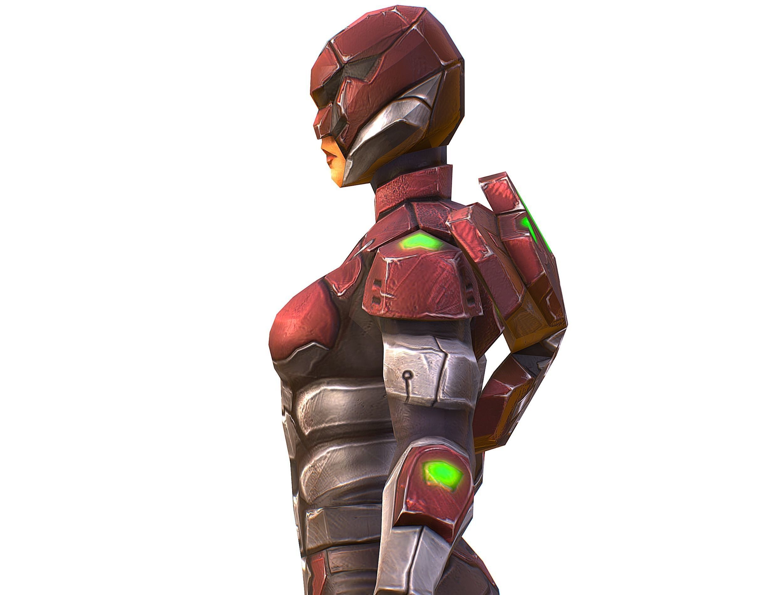 Cyborg Machine Gun with Automatic Rifle and Pistol Low-poly 3D model_29