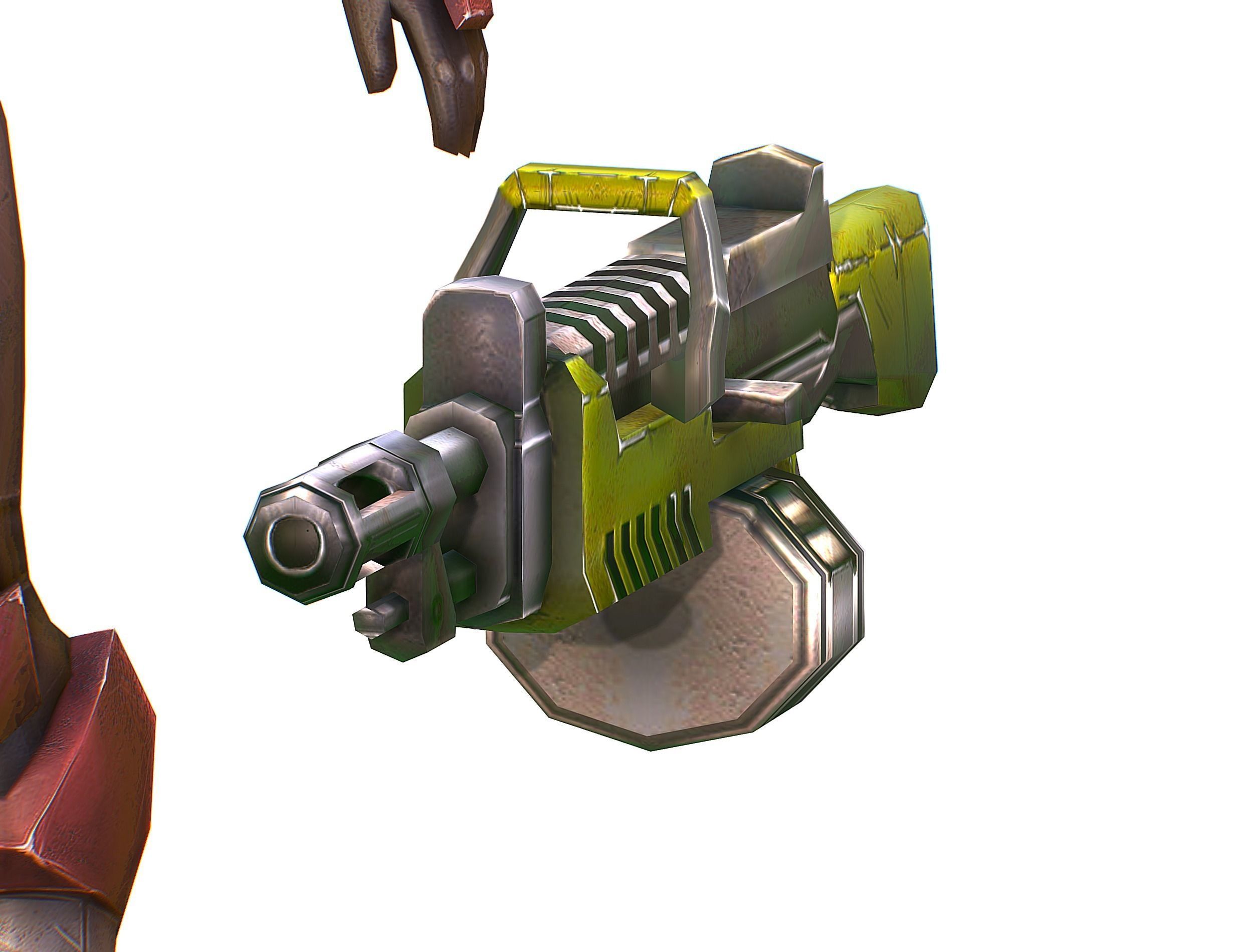 Cyborg Machine Gun with Automatic Rifle and Pistol Low-poly 3D model_31