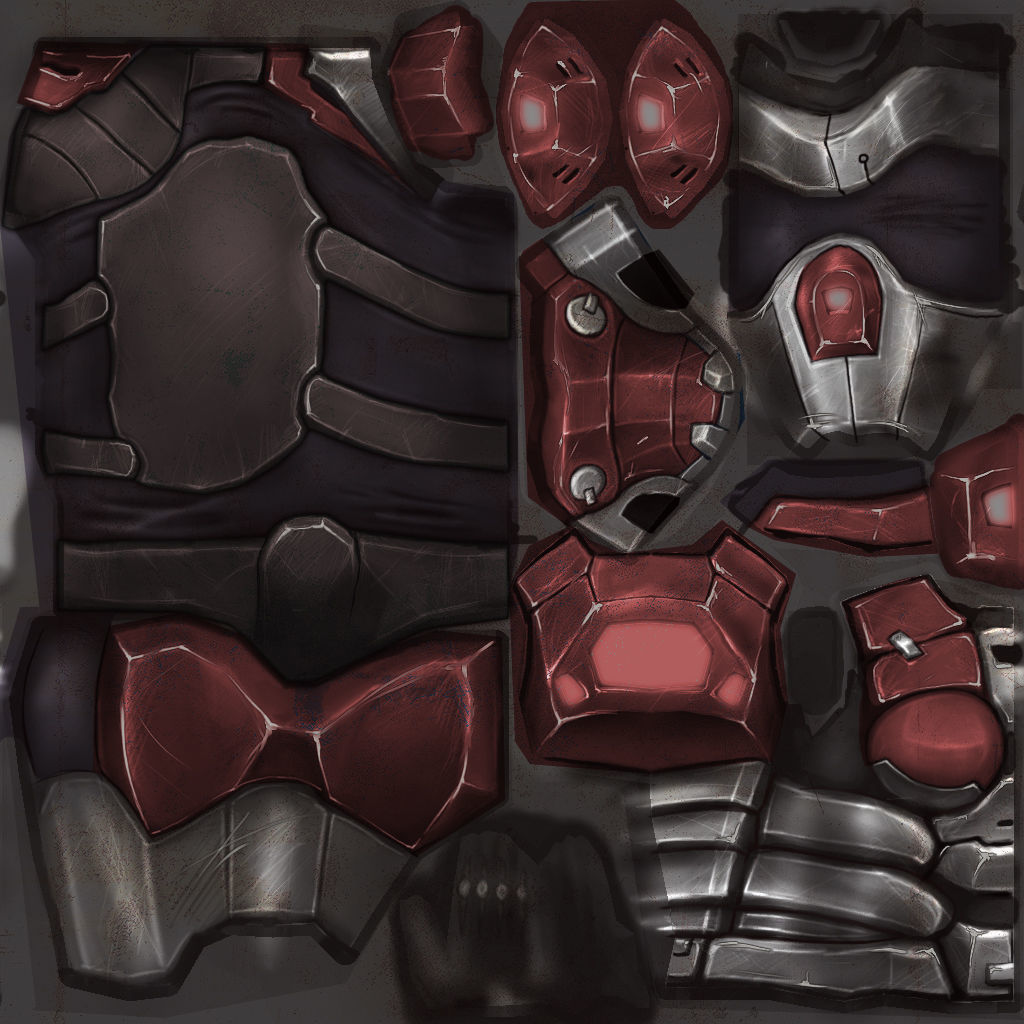 Cyborg Machine Gun with Automatic Rifle and Pistol Low-poly 3D model_52