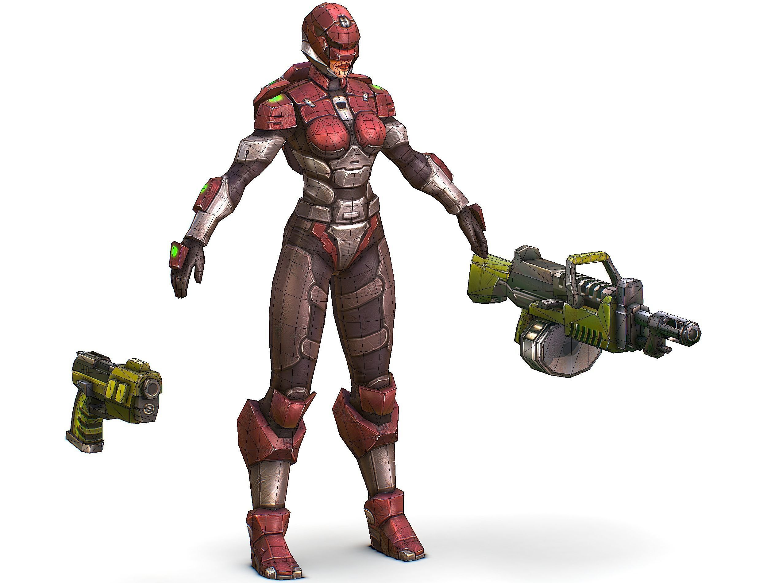 Cyborg Machine Gun with Automatic Rifle and Pistol Low-poly 3D model_47