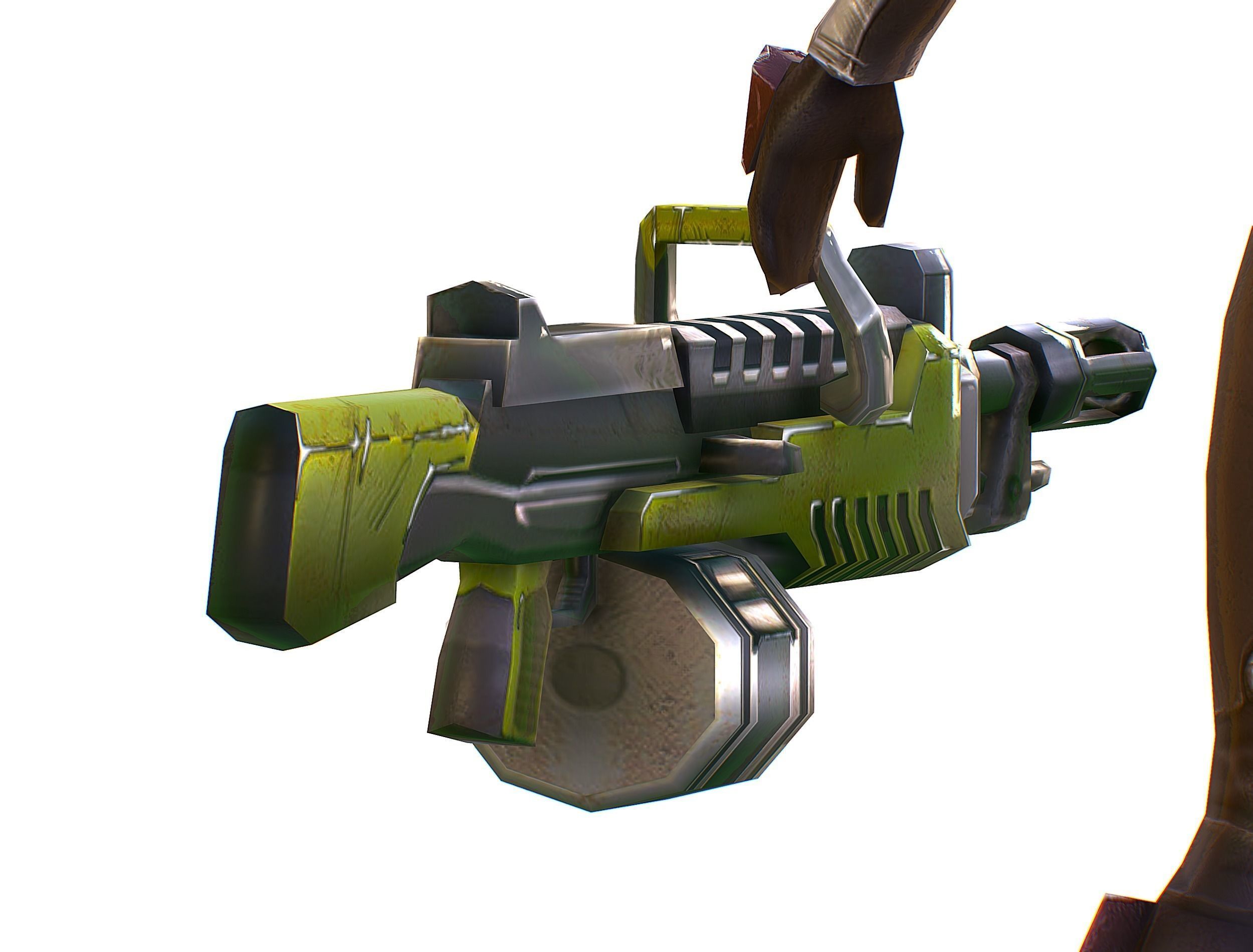 Cyborg Machine Gun with Automatic Rifle and Pistol Low-poly 3D model_36