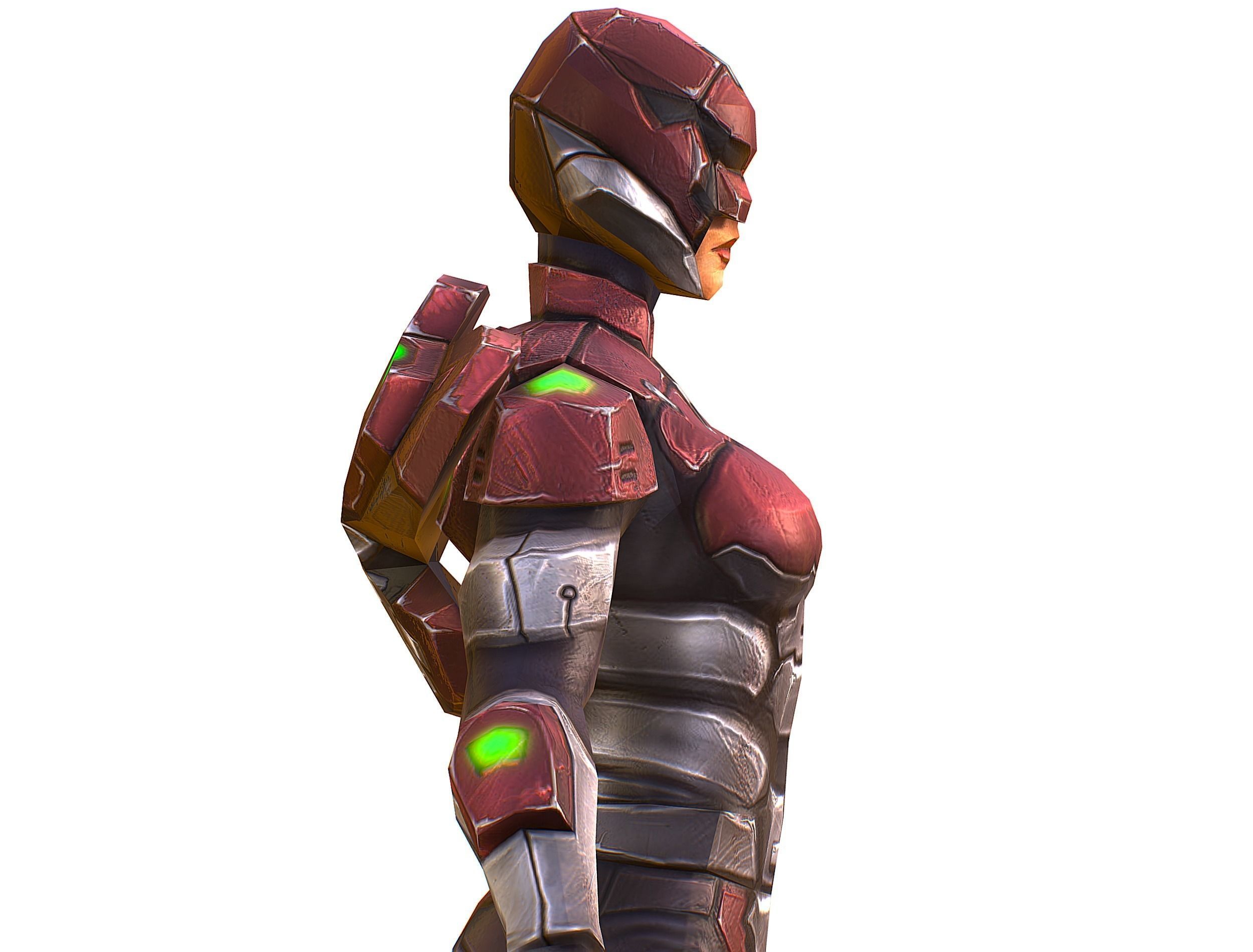 Cyborg Machine Gun with Automatic Rifle and Pistol Low-poly 3D model_28