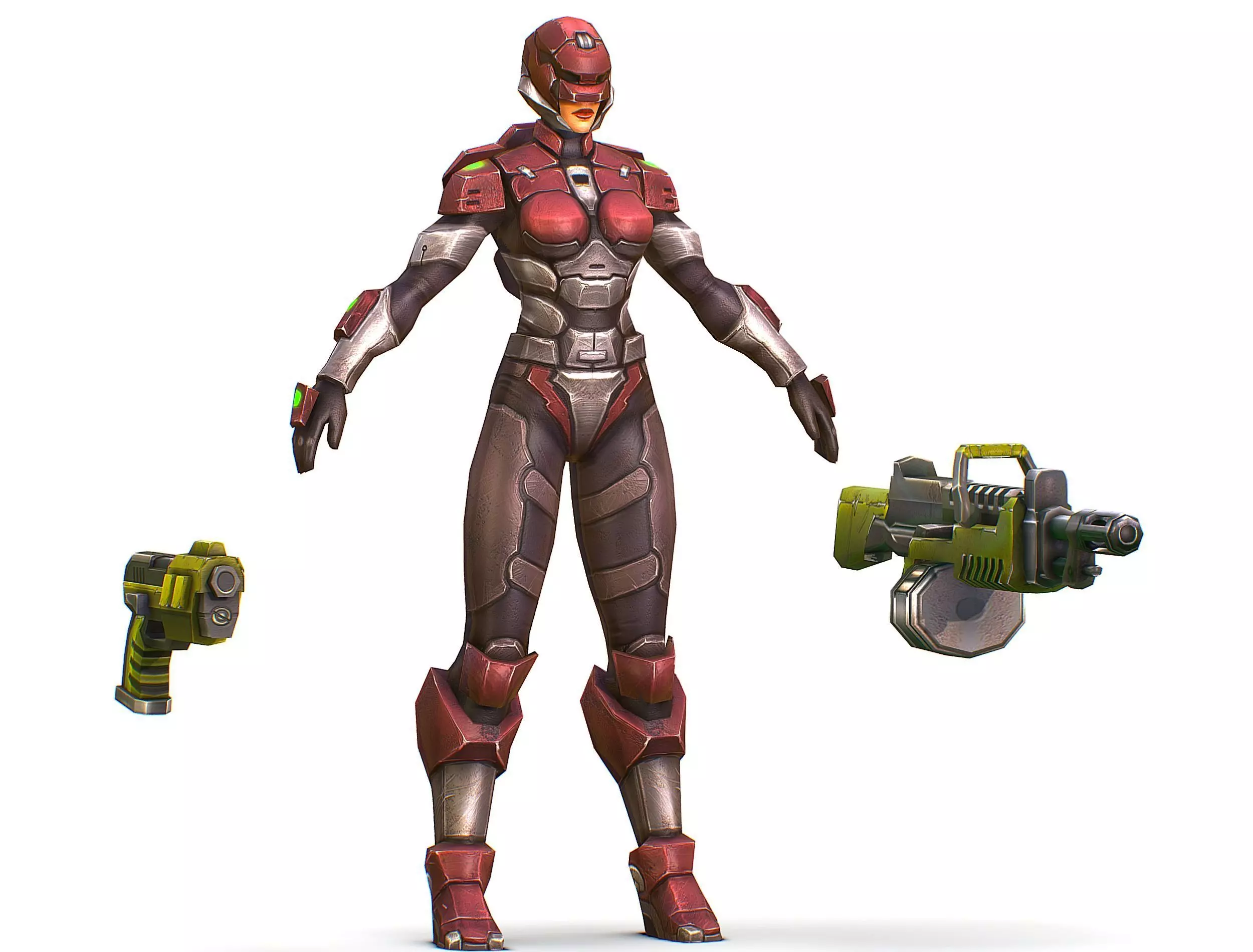 Cyborg Machine Gun with Automatic Rifle and Pistol Low-poly 3D model_0