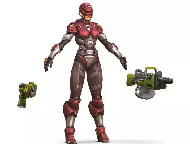 Cyborg Machine Gun with Automatic Rifle and Pistol Low-poly 3D model Cyborg Machine Gun with Automatic Rifle and Pistol Low-poly 3D model