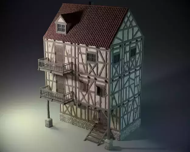 Medieval House 02 Game Ready