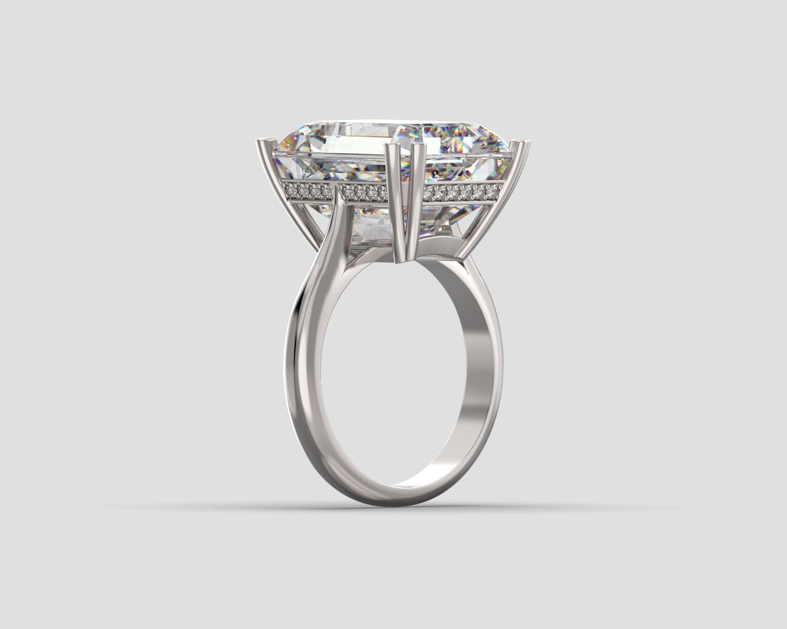R 176 b Emerald shape engagement ring 3D print model_7