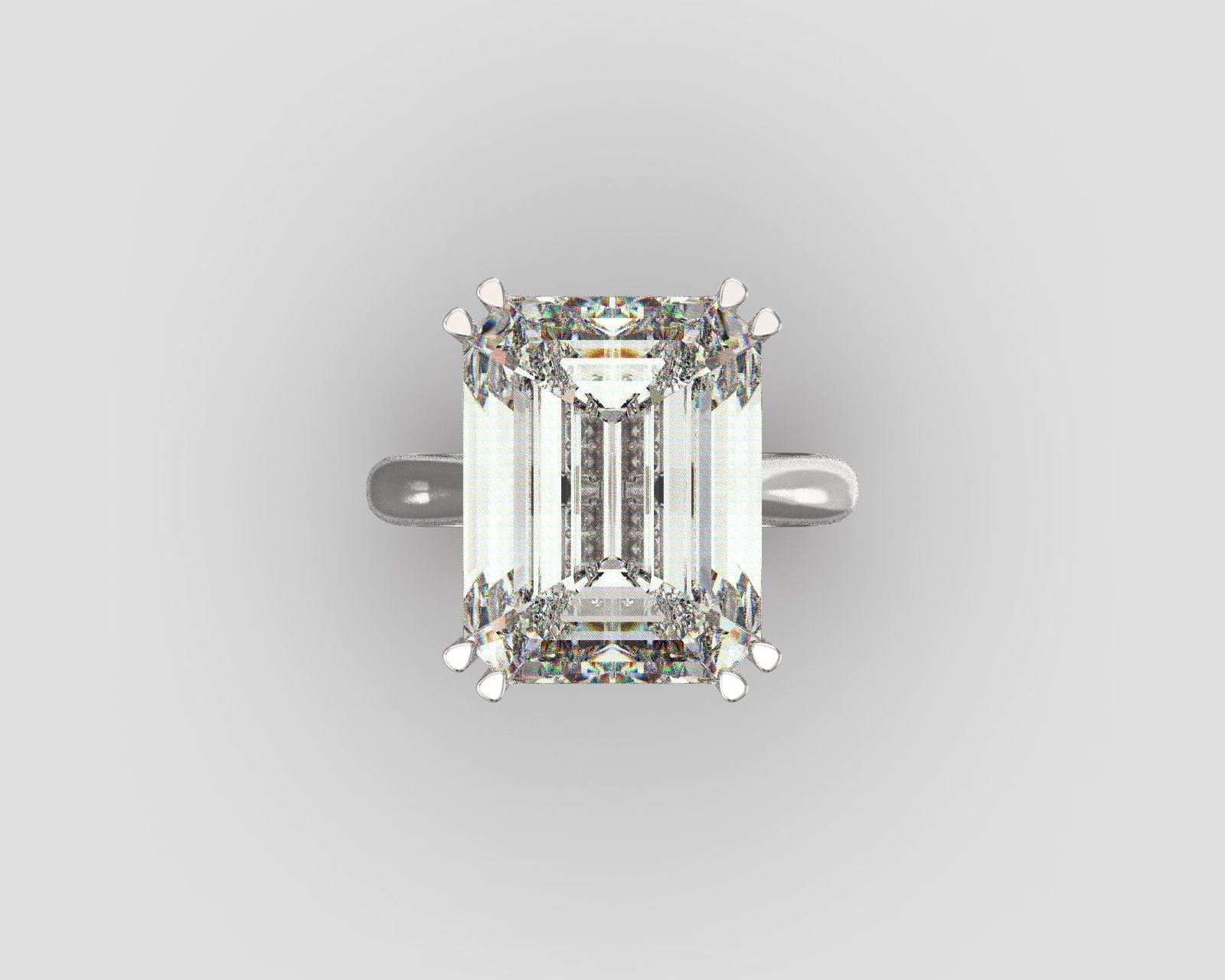 R 176 b Emerald shape engagement ring 3D print model_9