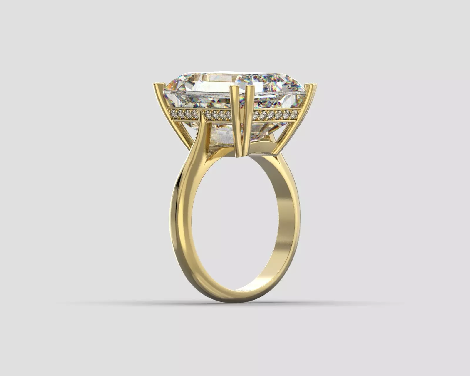 R 176 b Emerald shape engagement ring 3D print model_0