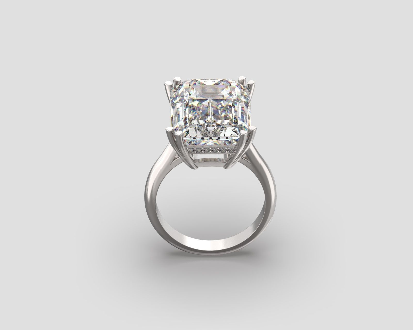 R 176 b Emerald shape engagement ring 3D print model_8