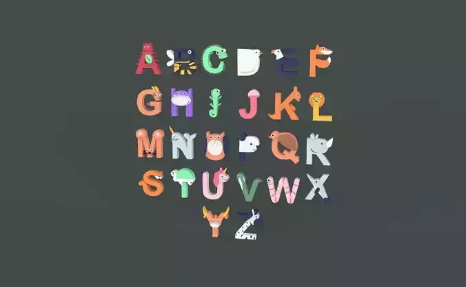 Cartoon Animal Alphabet v025