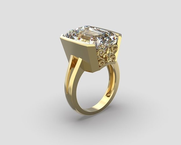 R 177 emerald cut ring 3D print model
