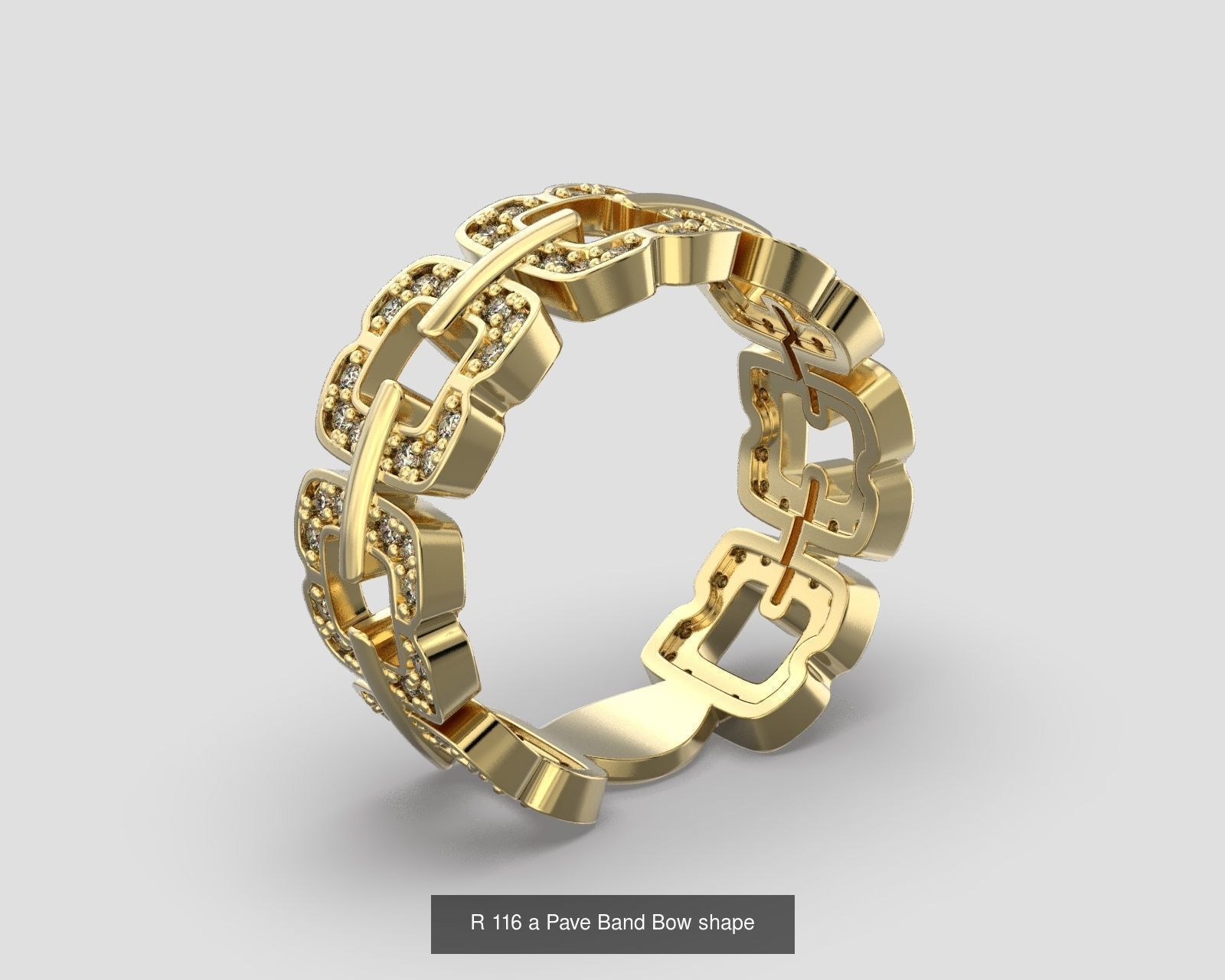 Band rings diamond circle bow  3D Model Collection_3