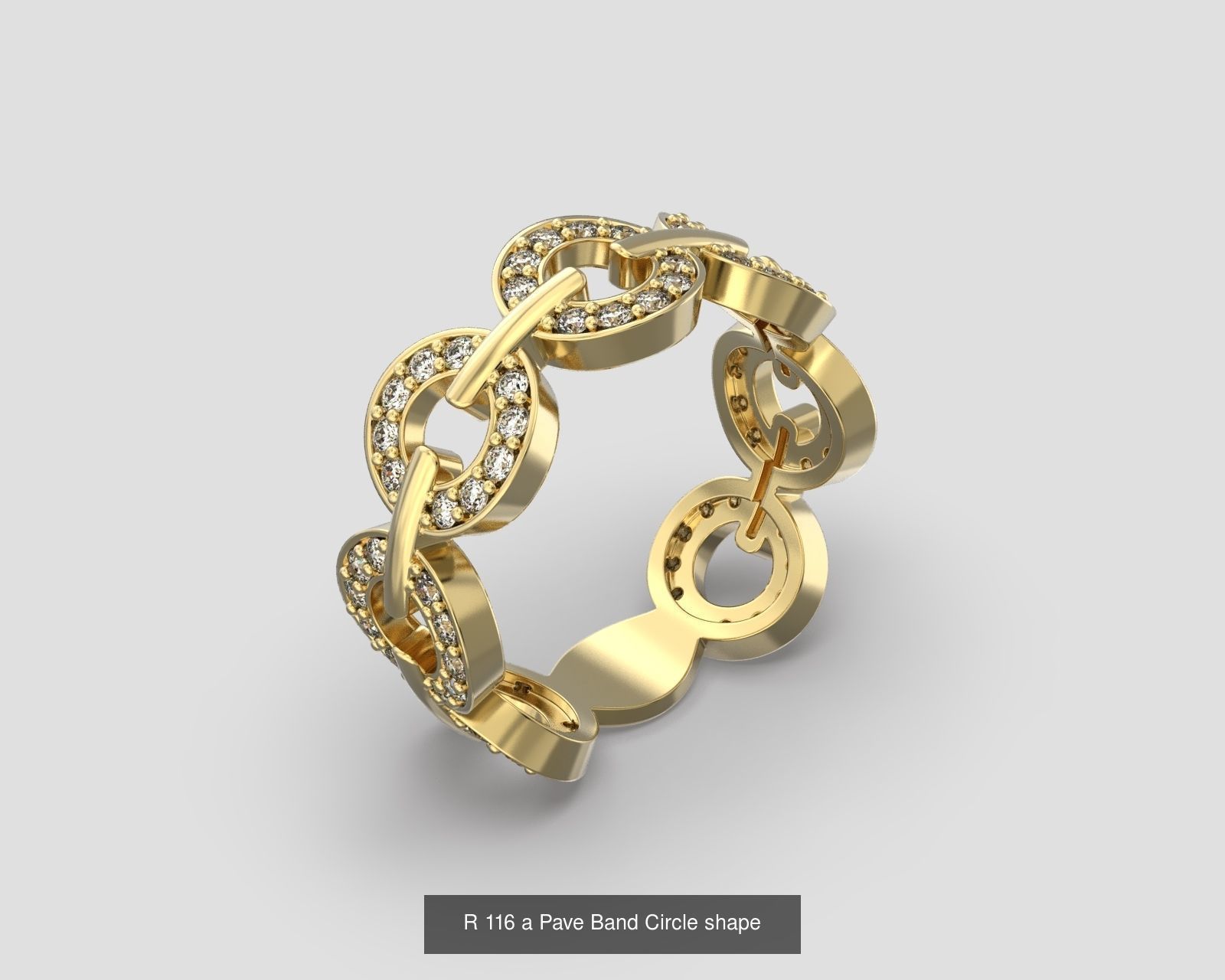 Band rings diamond circle bow  3D Model Collection_2