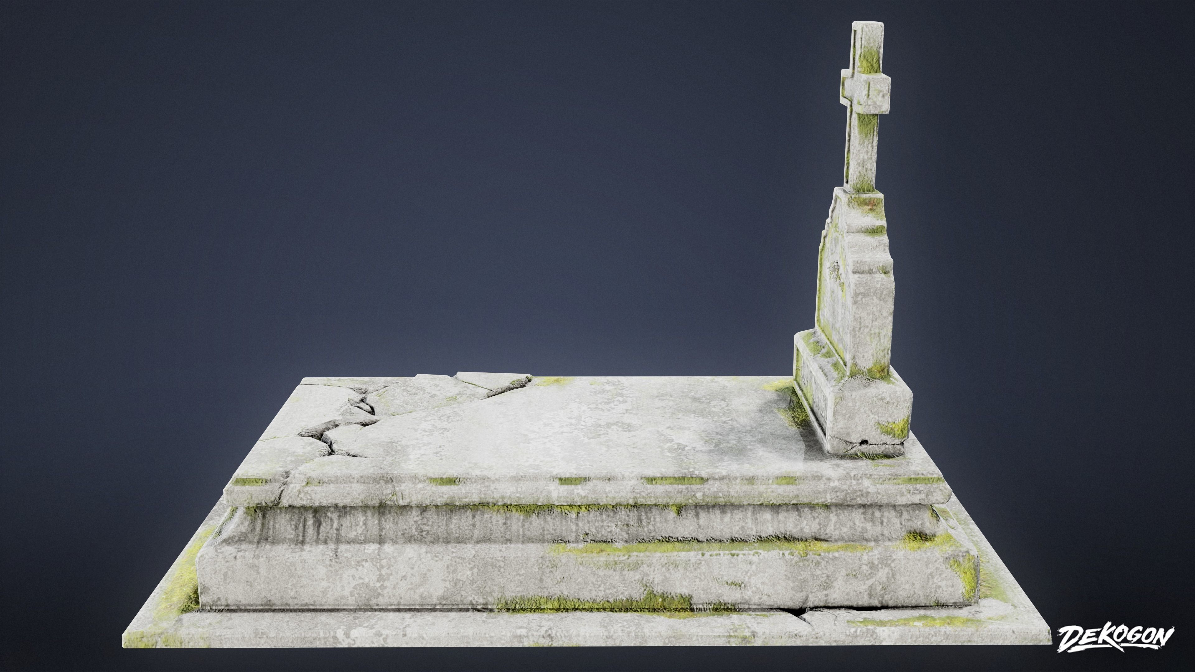 CEMETERY - Grave 06 - LOW POLY Low-poly 3D model_2