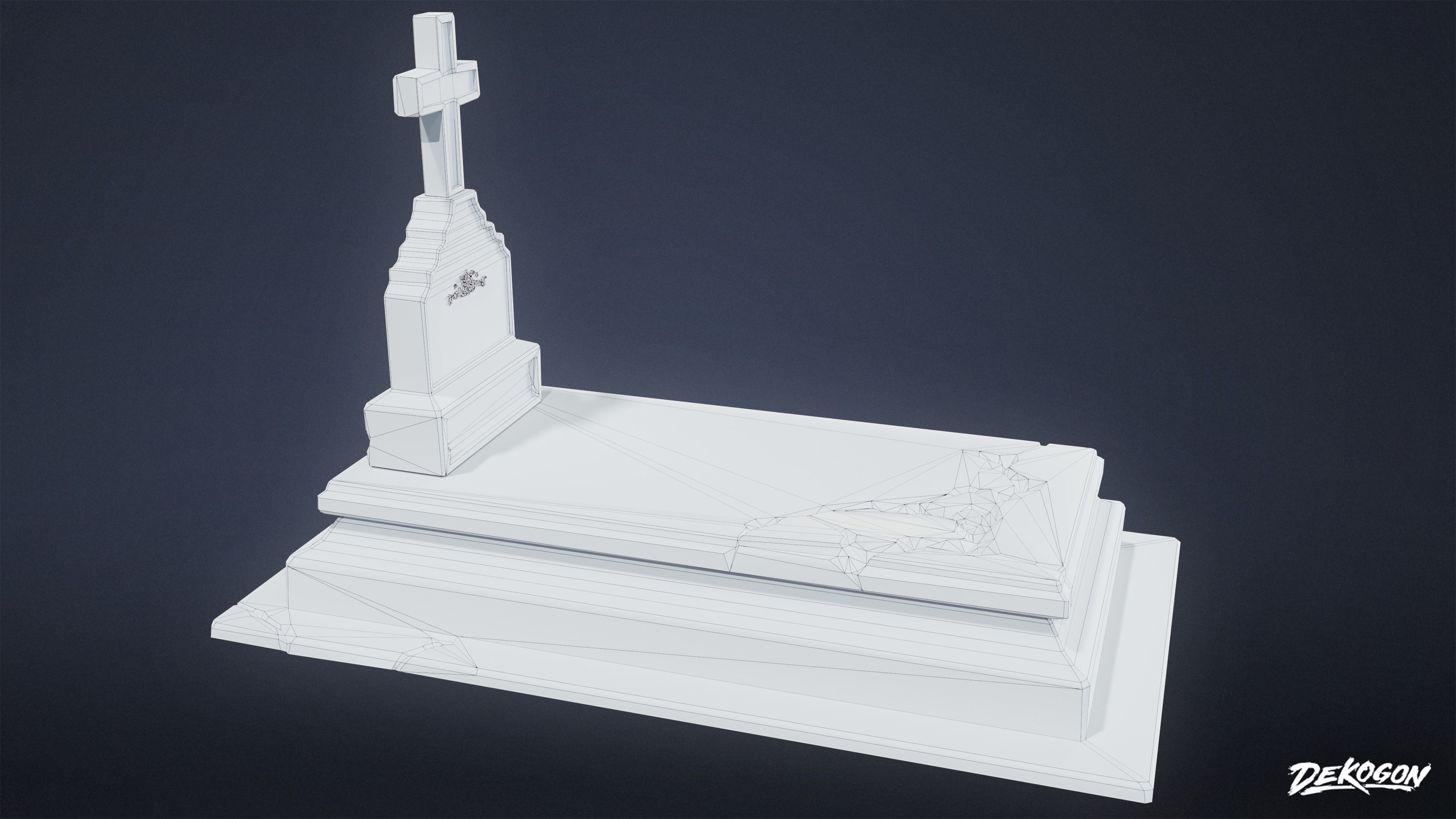 CEMETERY - Grave 06 - LOW POLY Low-poly 3D model_8
