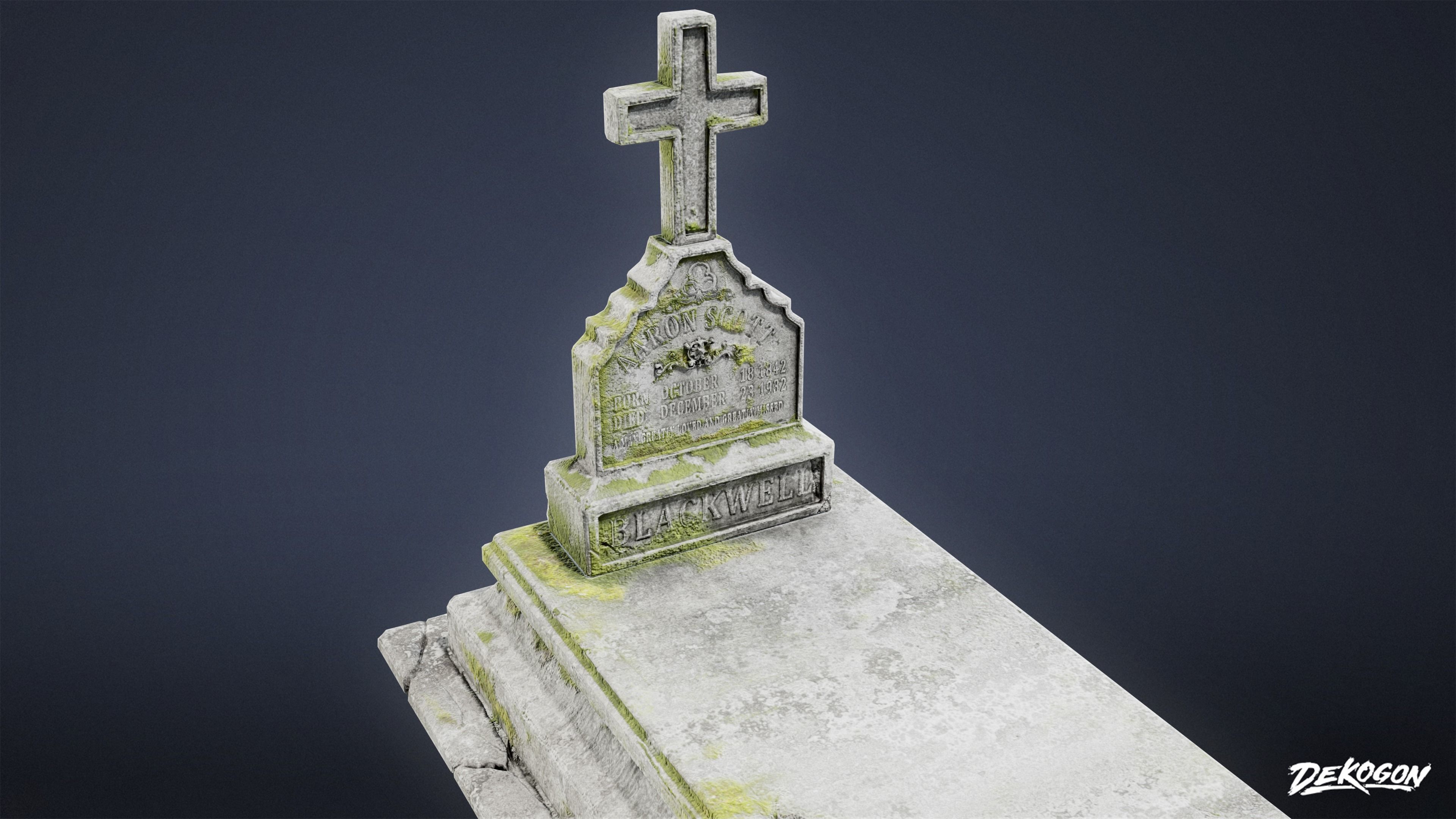 CEMETERY - Grave 06 - LOW POLY Low-poly 3D model_6