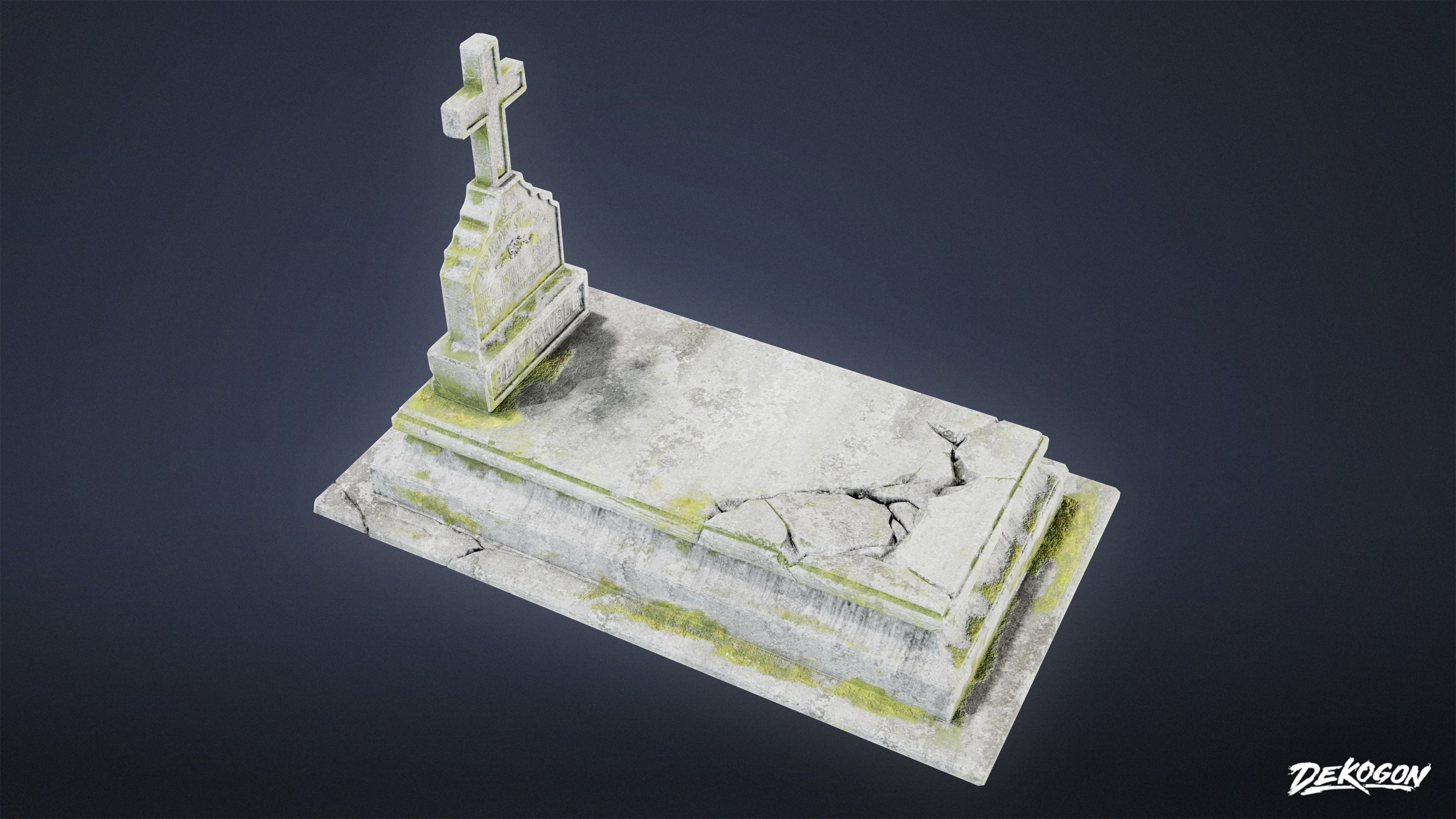 CEMETERY - Grave 06 - LOW POLY Low-poly 3D model_5