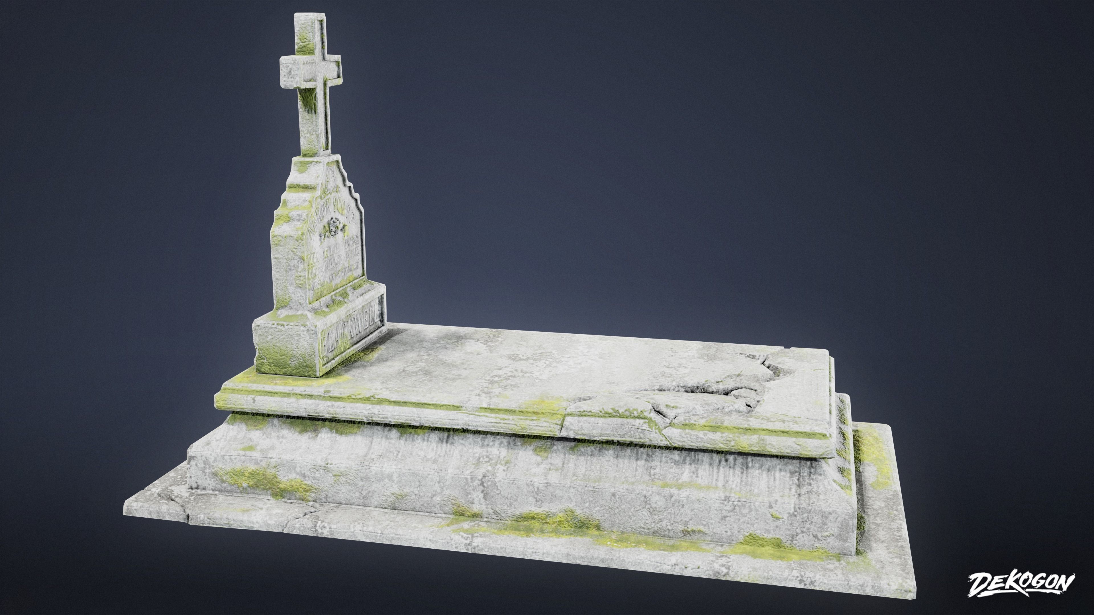 CEMETERY - Grave 06 - LOW POLY Low-poly 3D model_3