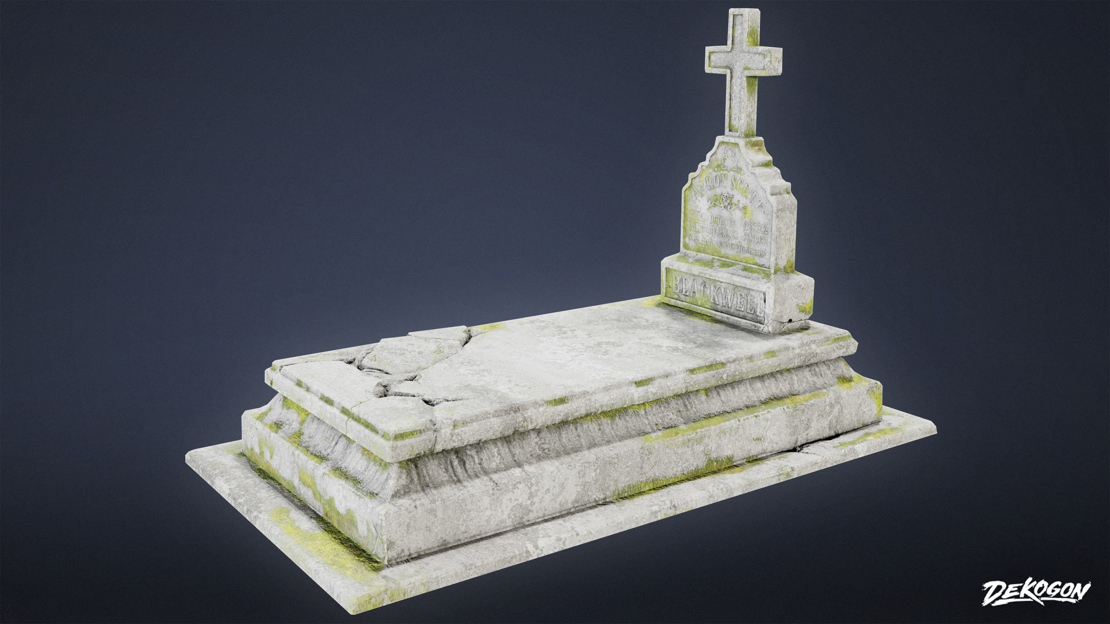 CEMETERY - Grave 06 - LOW POLY Low-poly 3D model_1