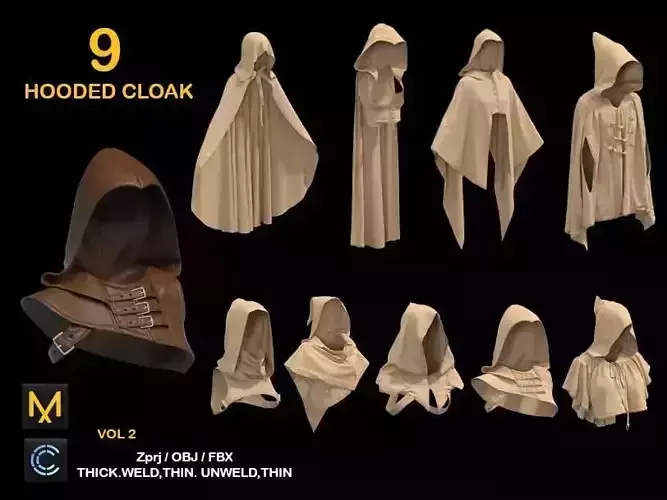 9 HOODED CLOAK 3D model