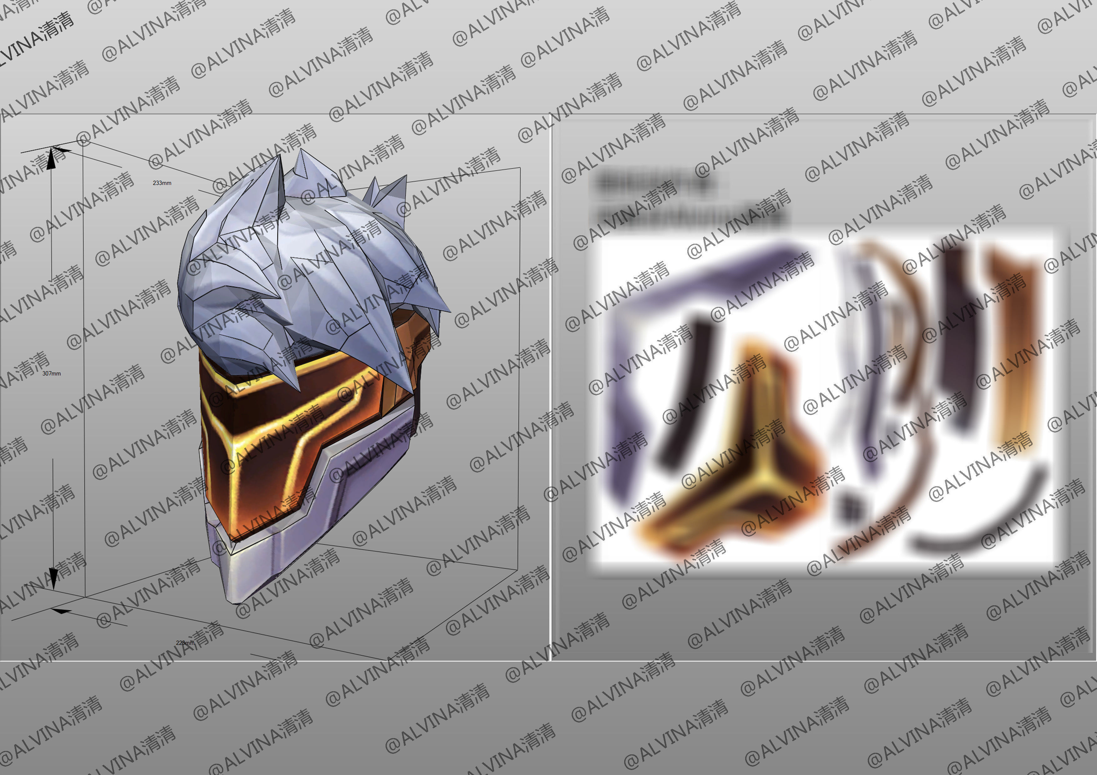 Ultimate PROJECT Zed Armor - DIY Cosplay Pepakura Foam Template Low-poly 3D model_12