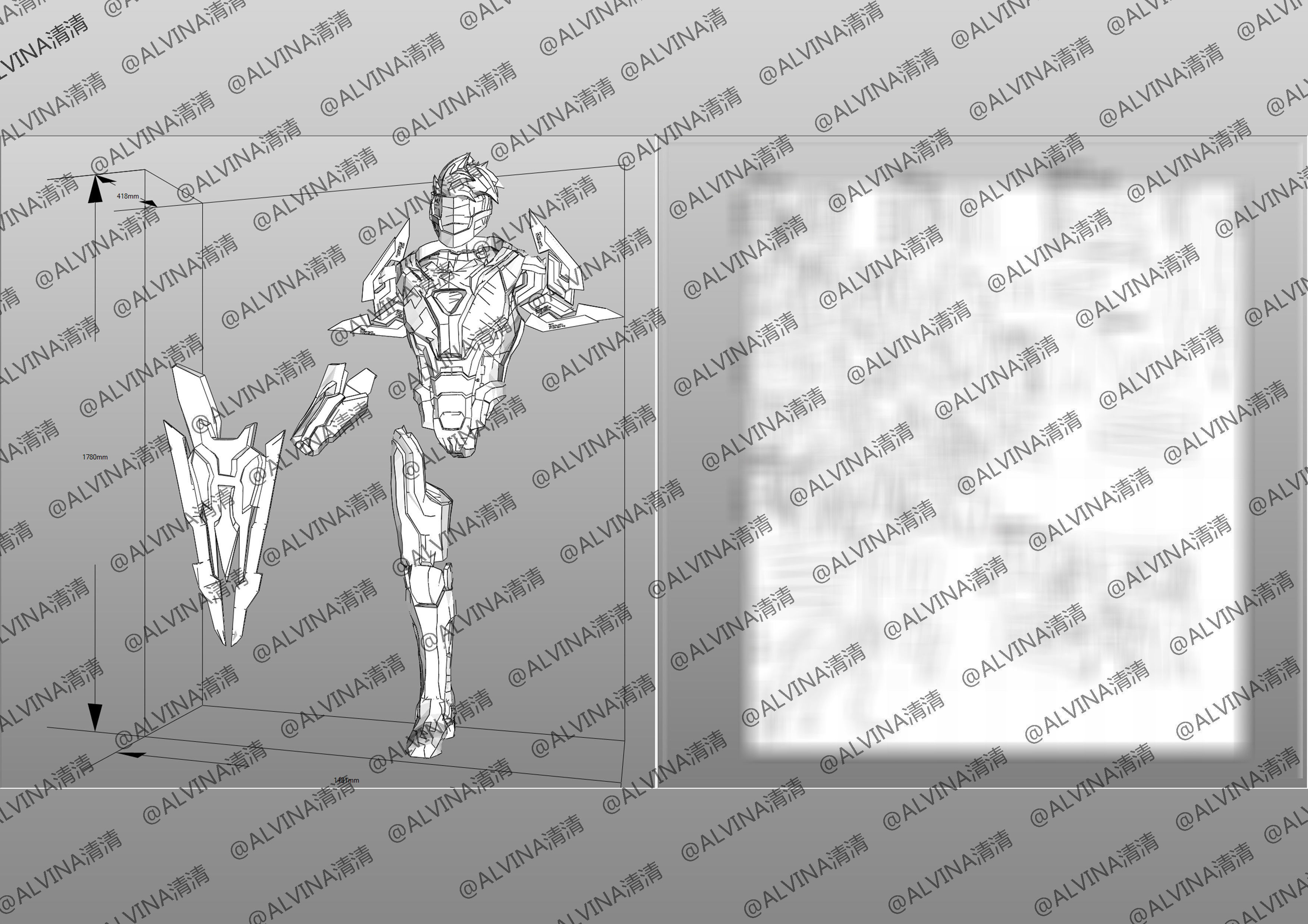 Ultimate PROJECT Zed Armor - DIY Cosplay Pepakura Foam Template Low-poly 3D model_11