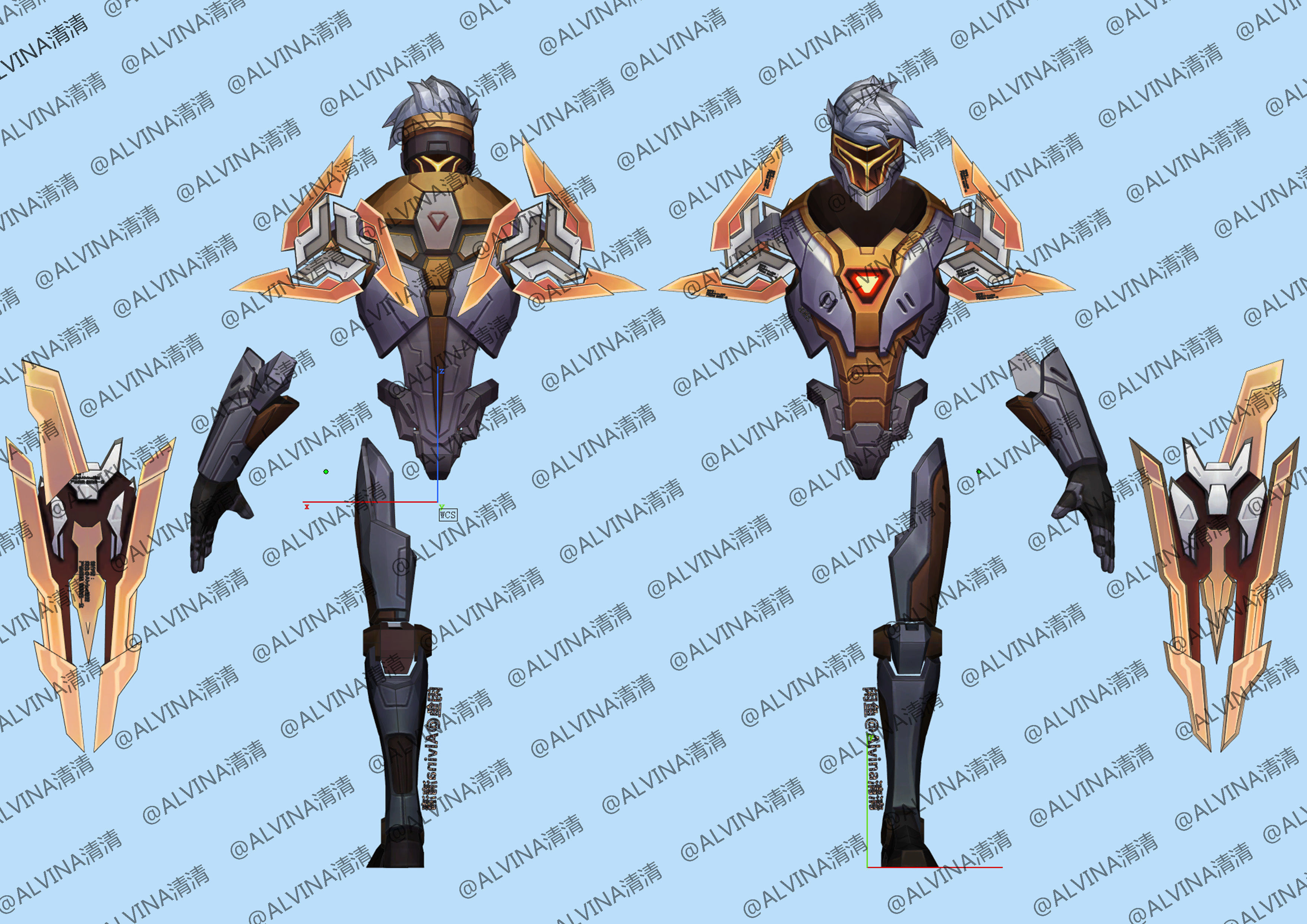 Ultimate PROJECT Zed Armor - DIY Cosplay Pepakura Foam Template Low-poly 3D model_2