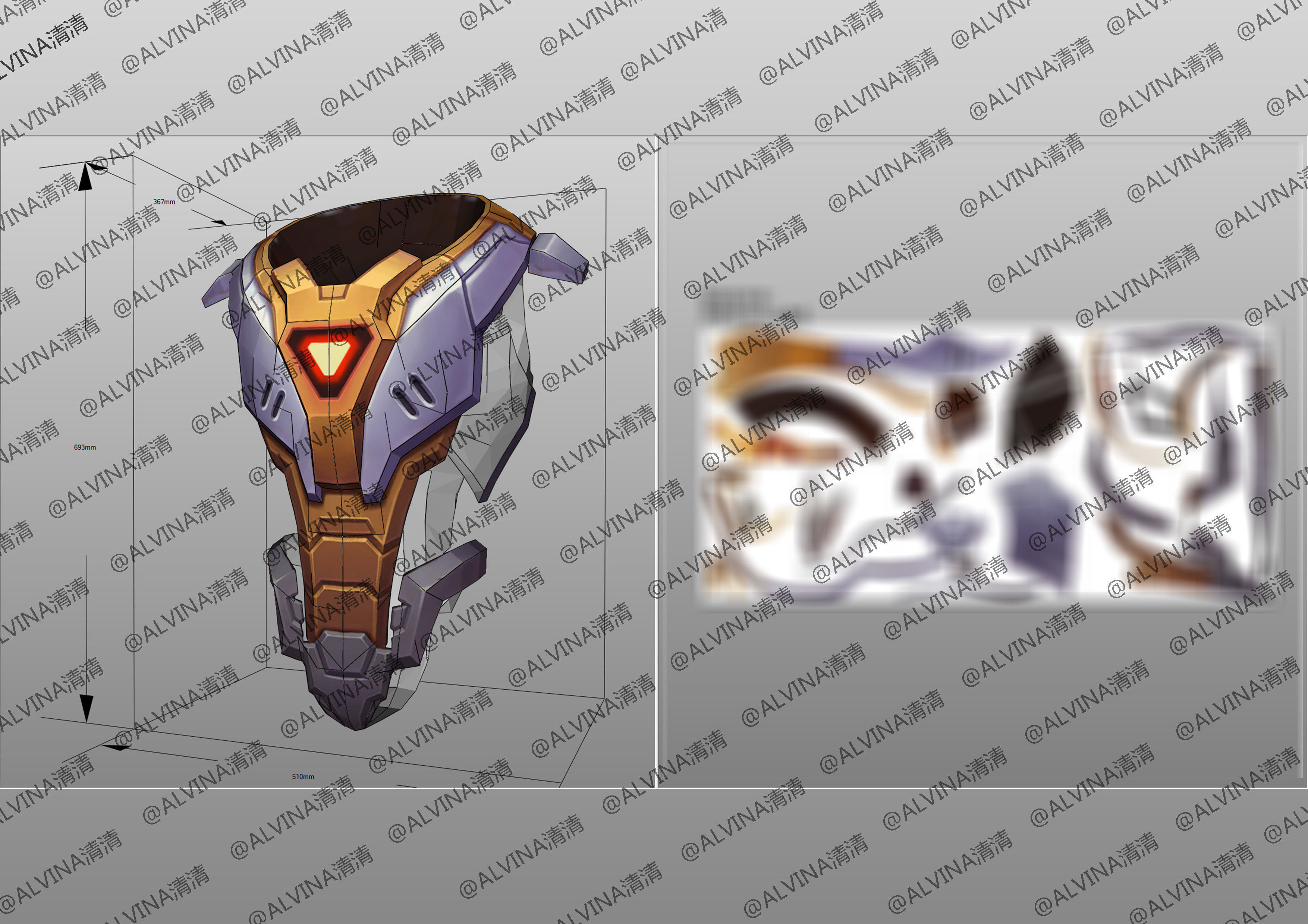 Ultimate PROJECT Zed Armor - DIY Cosplay Pepakura Foam Template Low-poly 3D model_16