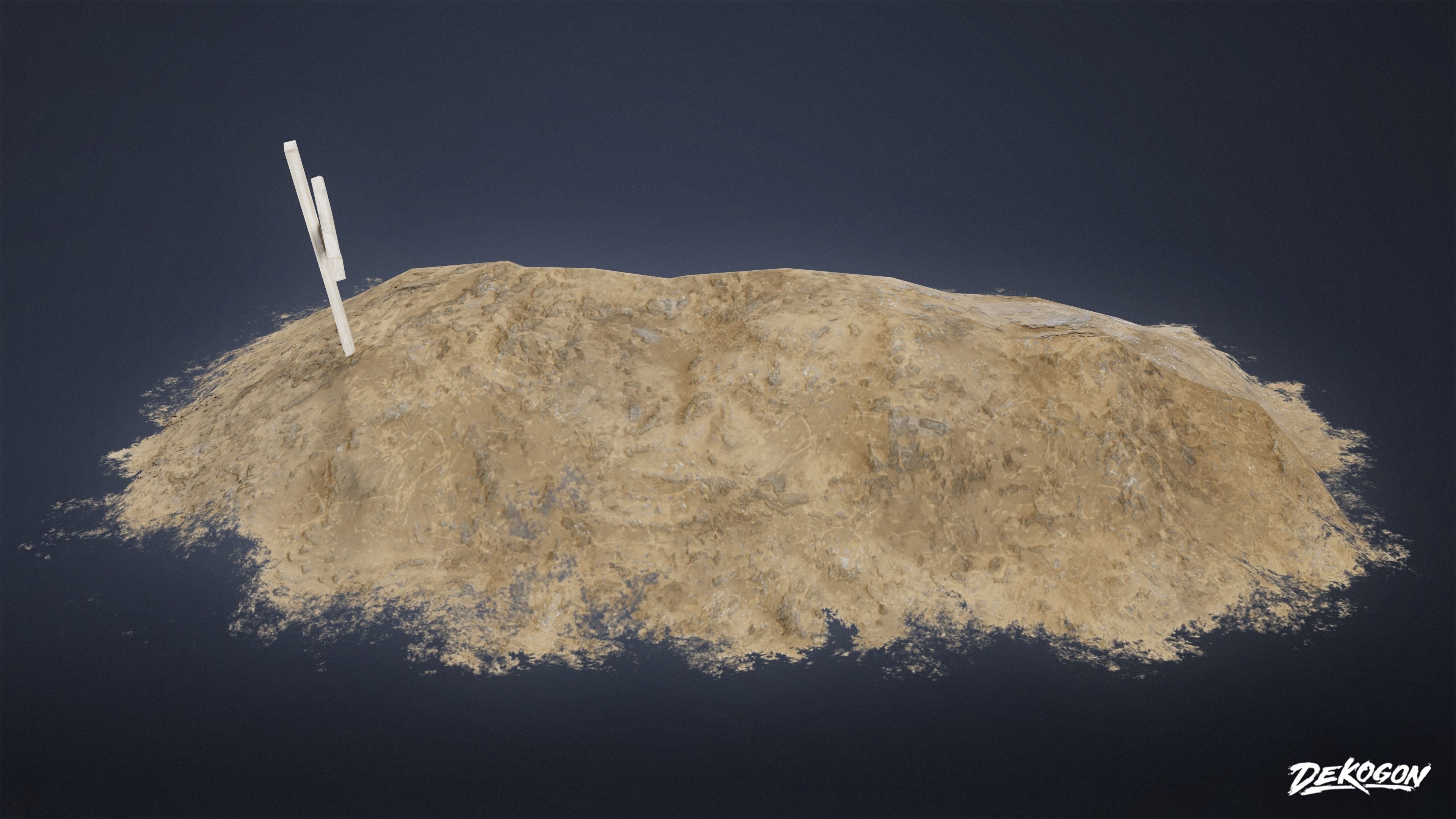 CEMETERY - Grave Pile 02 - LOW POLY Low-poly 3D model_1