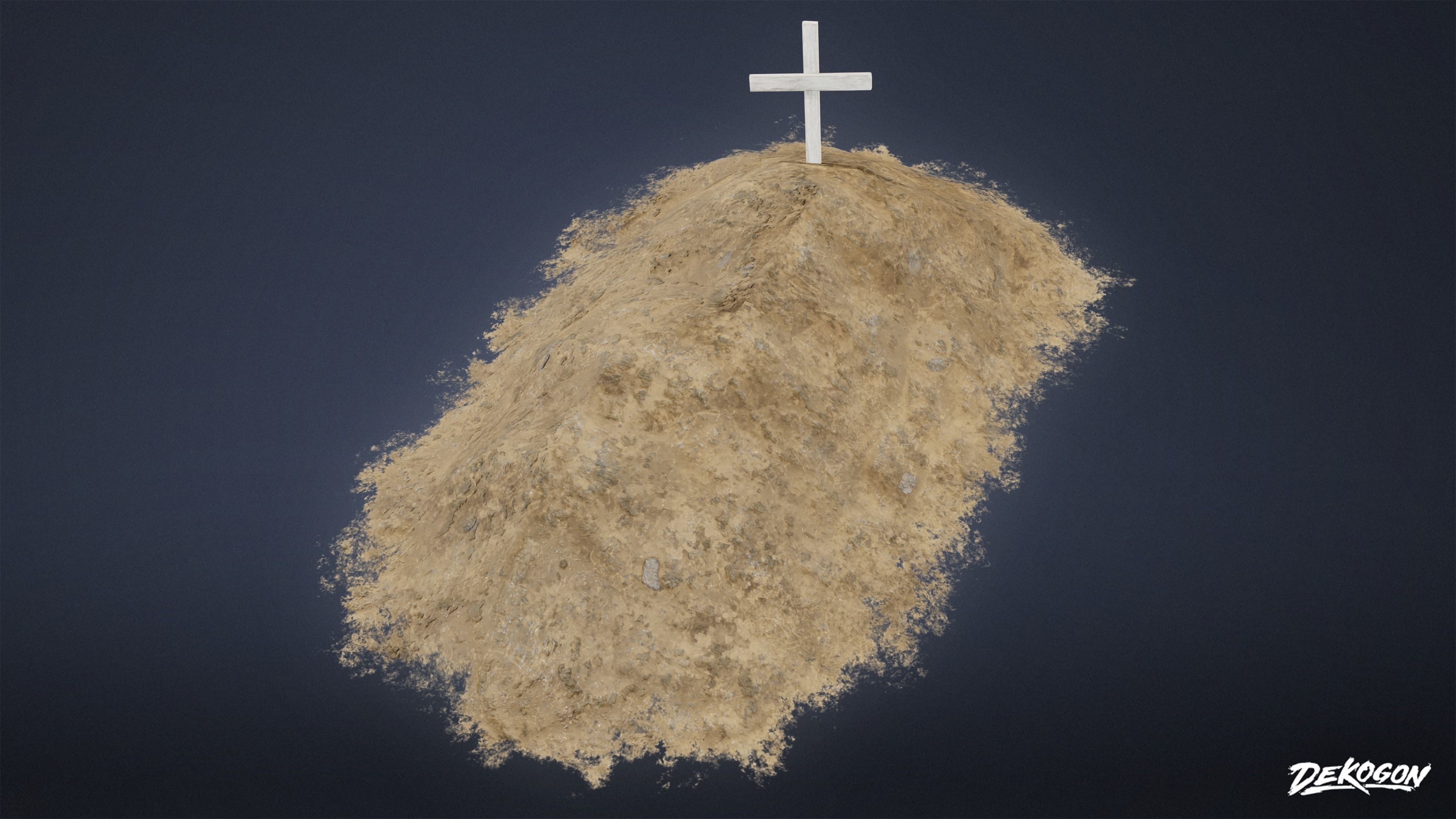 CEMETERY - Grave Pile 02 - LOW POLY Low-poly 3D model_4