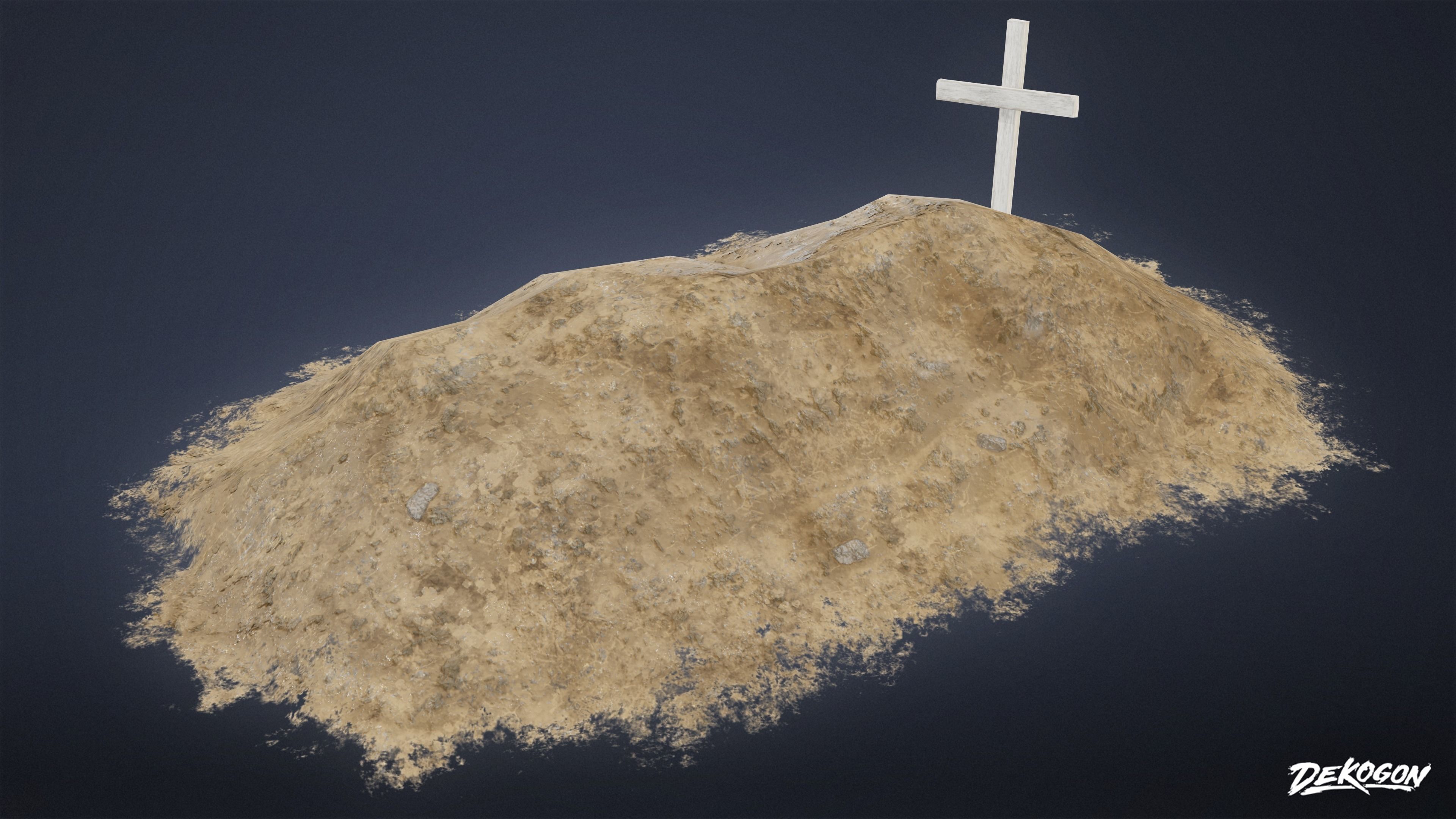 CEMETERY - Grave Pile 02 - LOW POLY Low-poly 3D model_5