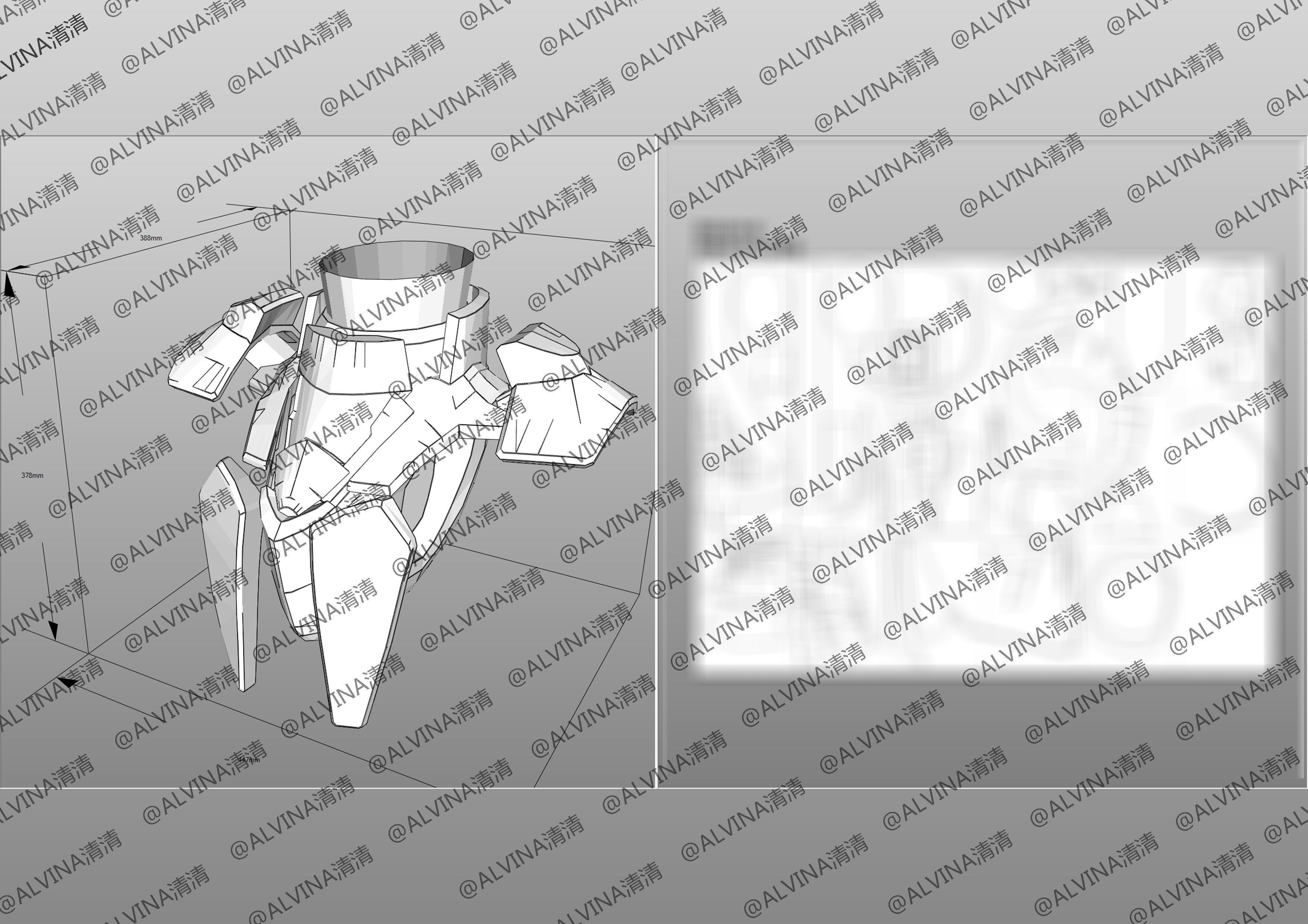 GUNDAM AERIAL Armor - DIY Cosplay Pepakura Foam Template Low-poly 3D model_18