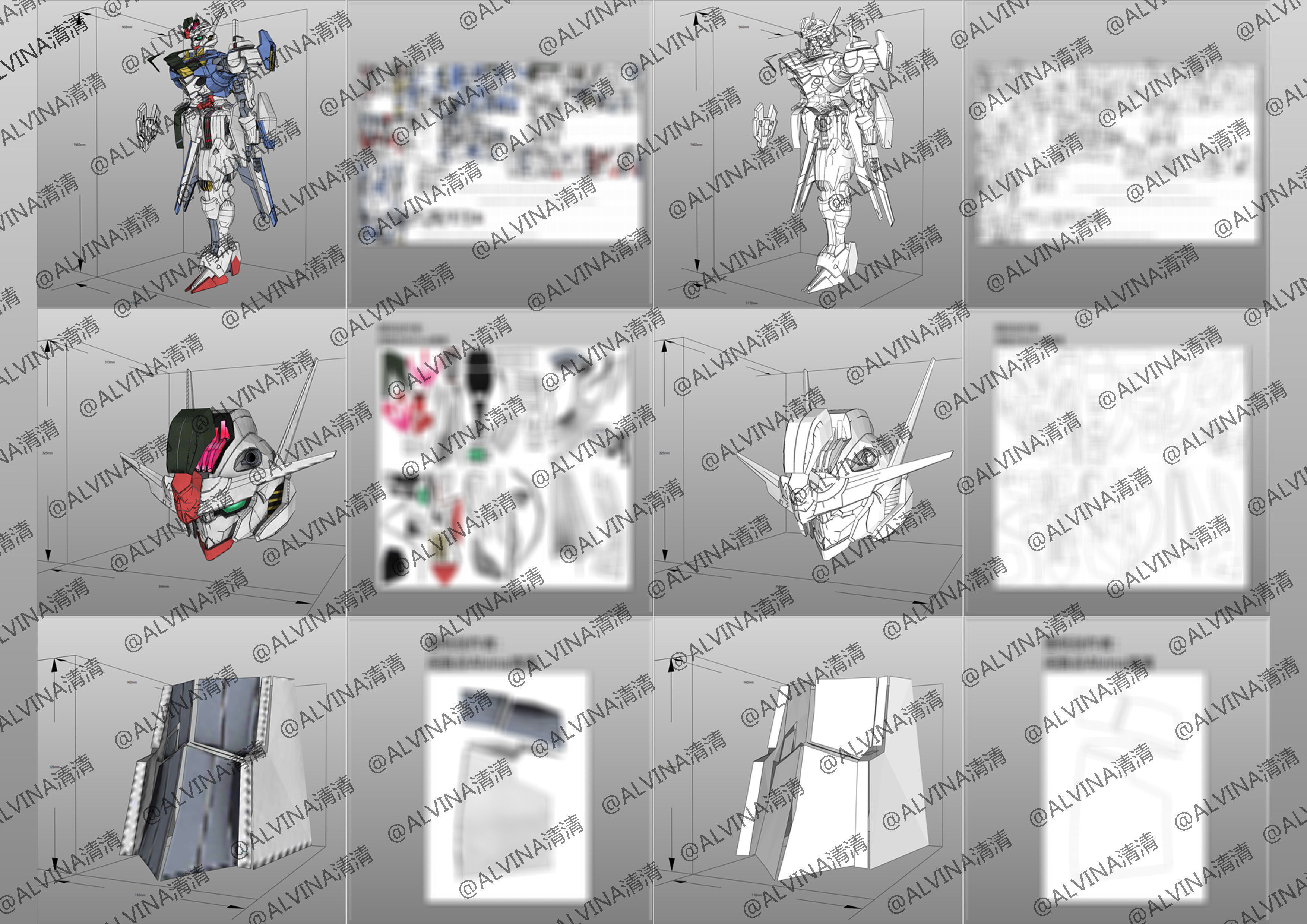 GUNDAM AERIAL Armor - DIY Cosplay Pepakura Foam Template Low-poly 3D model_3