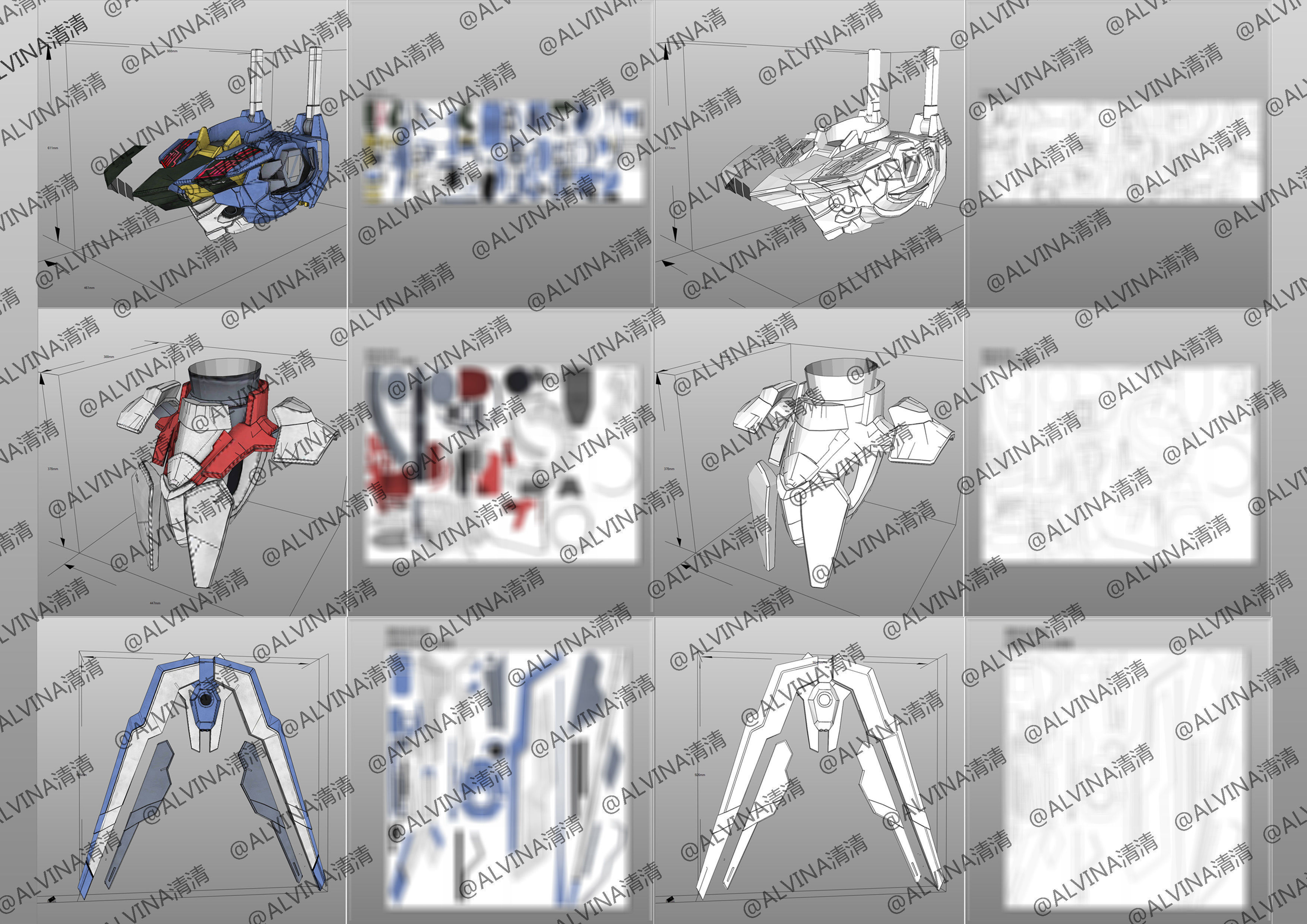GUNDAM AERIAL Armor - DIY Cosplay Pepakura Foam Template Low-poly 3D model_4
