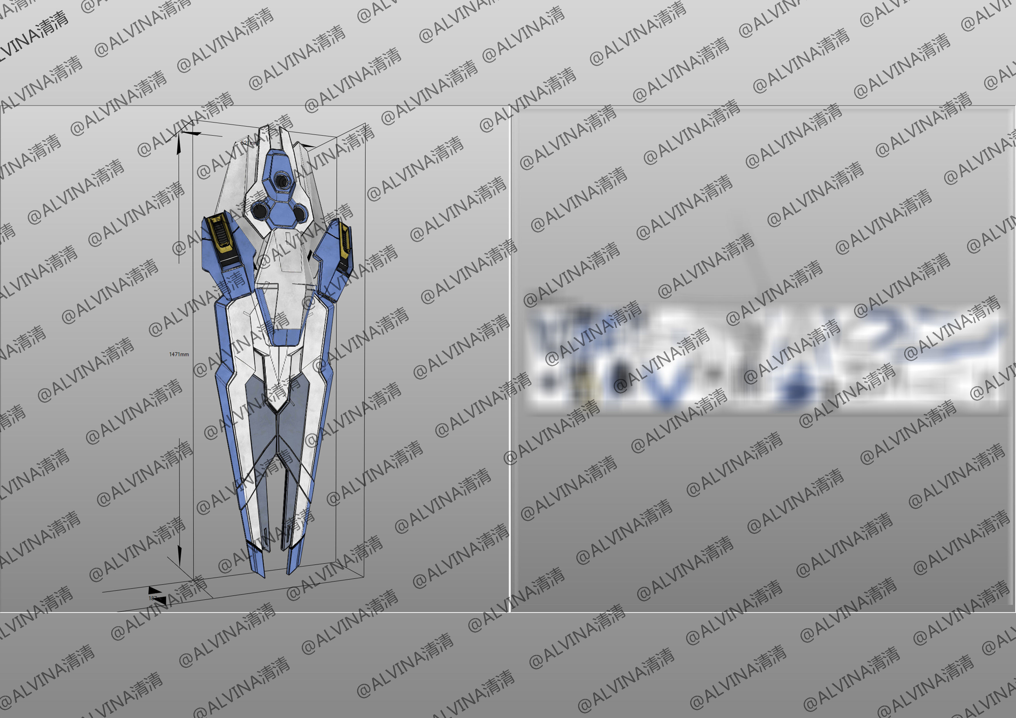GUNDAM AERIAL Armor - DIY Cosplay Pepakura Foam Template Low-poly 3D model_39