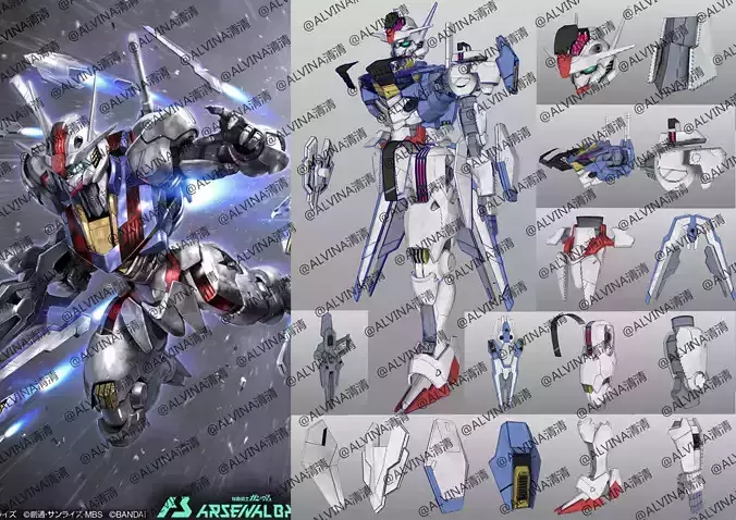 GUNDAM AERIAL Armor - DIY Cosplay Pepakura Foam Template Low-poly 3D model