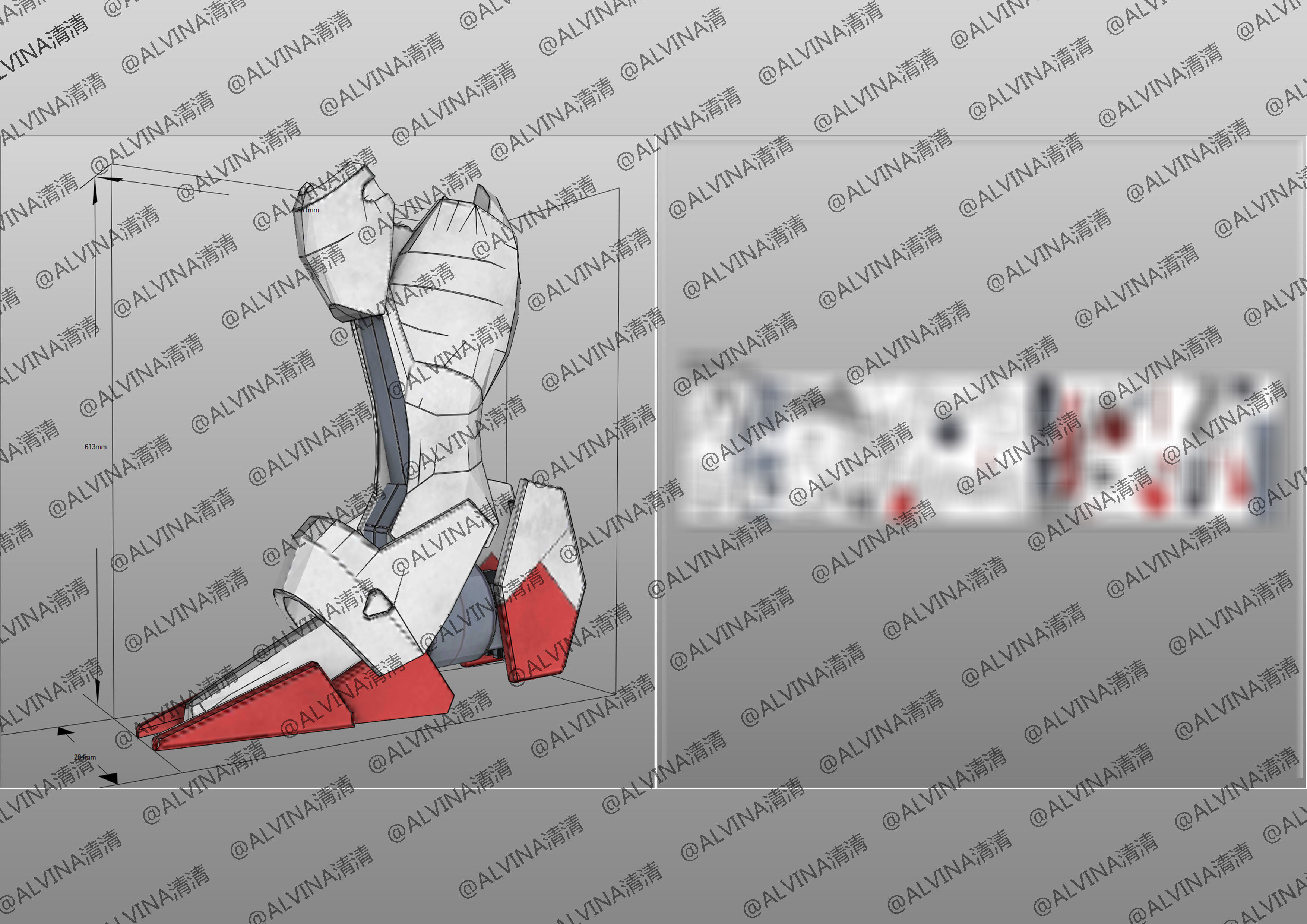 GUNDAM AERIAL Armor - DIY Cosplay Pepakura Foam Template Low-poly 3D model_37