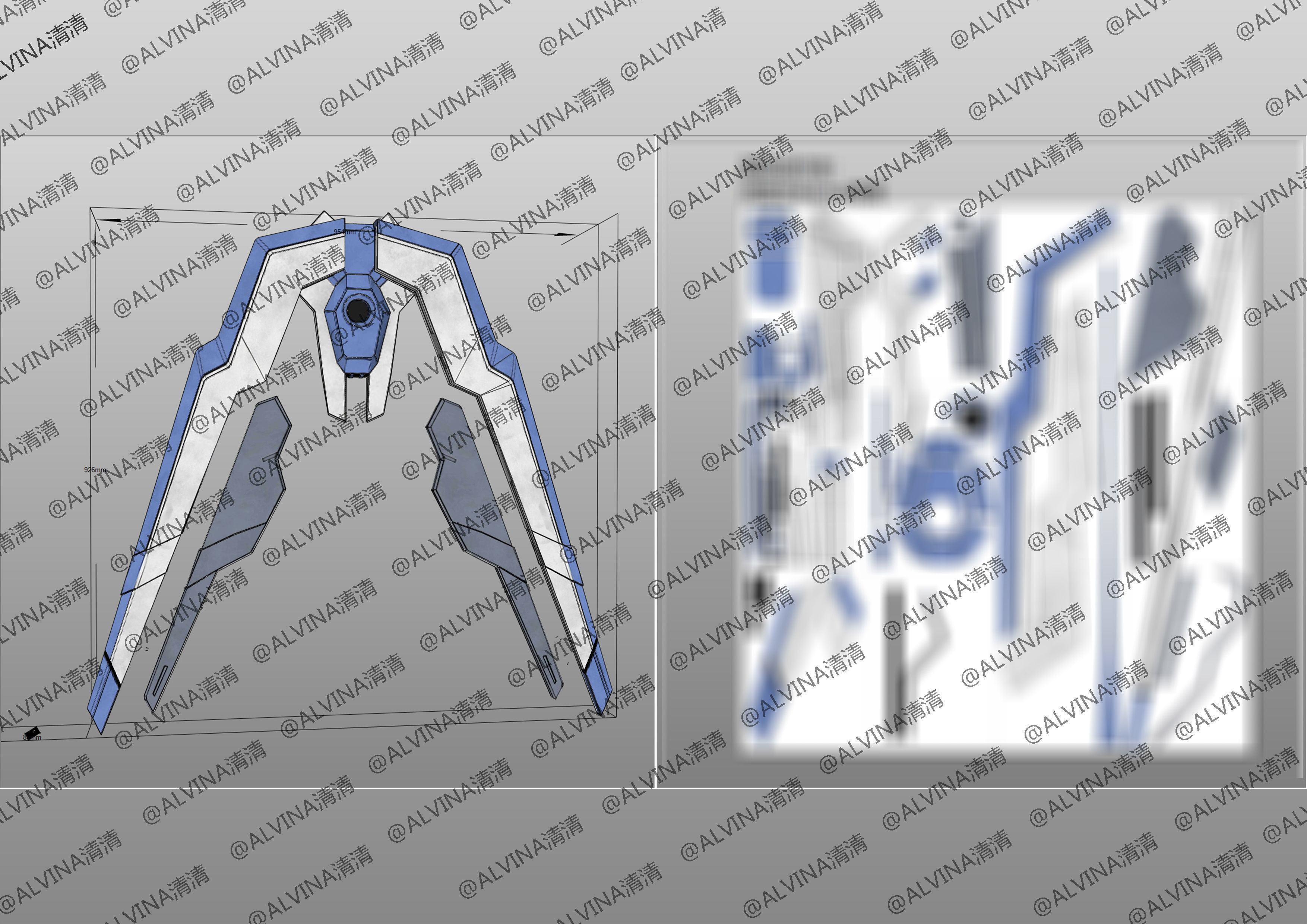 GUNDAM AERIAL Armor - DIY Cosplay Pepakura Foam Template Low-poly 3D model_19