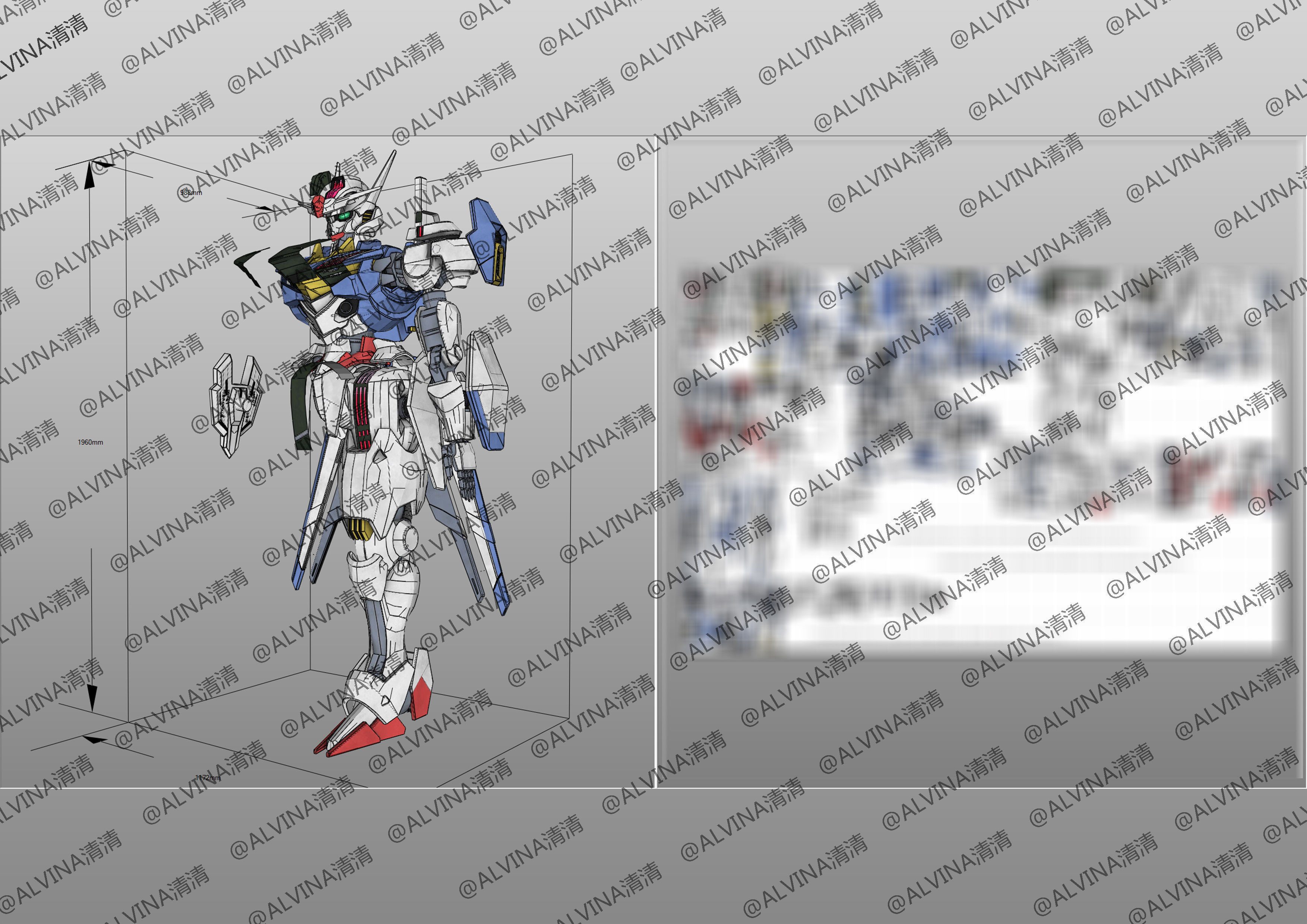 GUNDAM AERIAL Armor - DIY Cosplay Pepakura Foam Template Low-poly 3D model_9