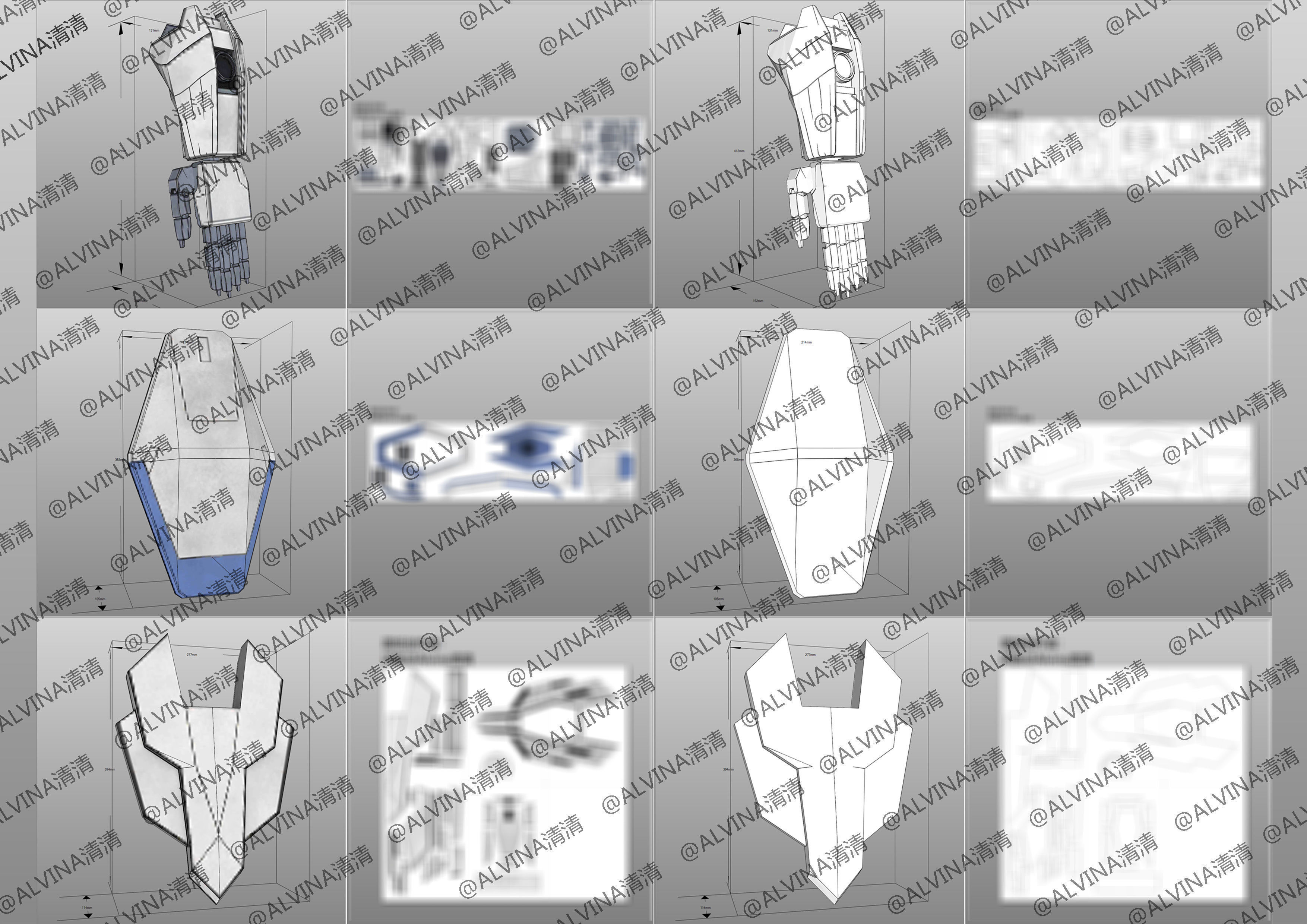 GUNDAM AERIAL Armor - DIY Cosplay Pepakura Foam Template Low-poly 3D model_6
