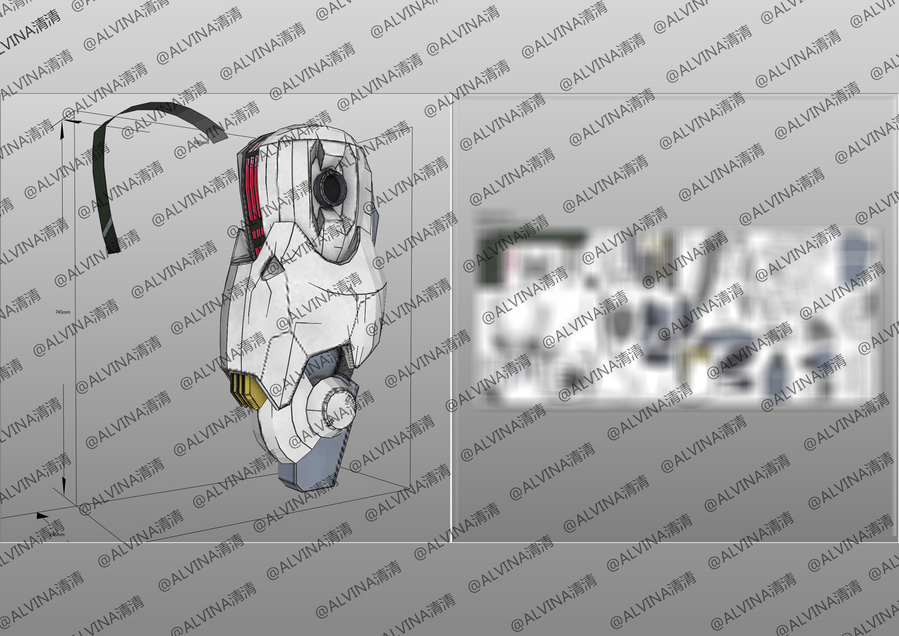 GUNDAM AERIAL Armor - DIY Cosplay Pepakura Foam Template Low-poly 3D model_33