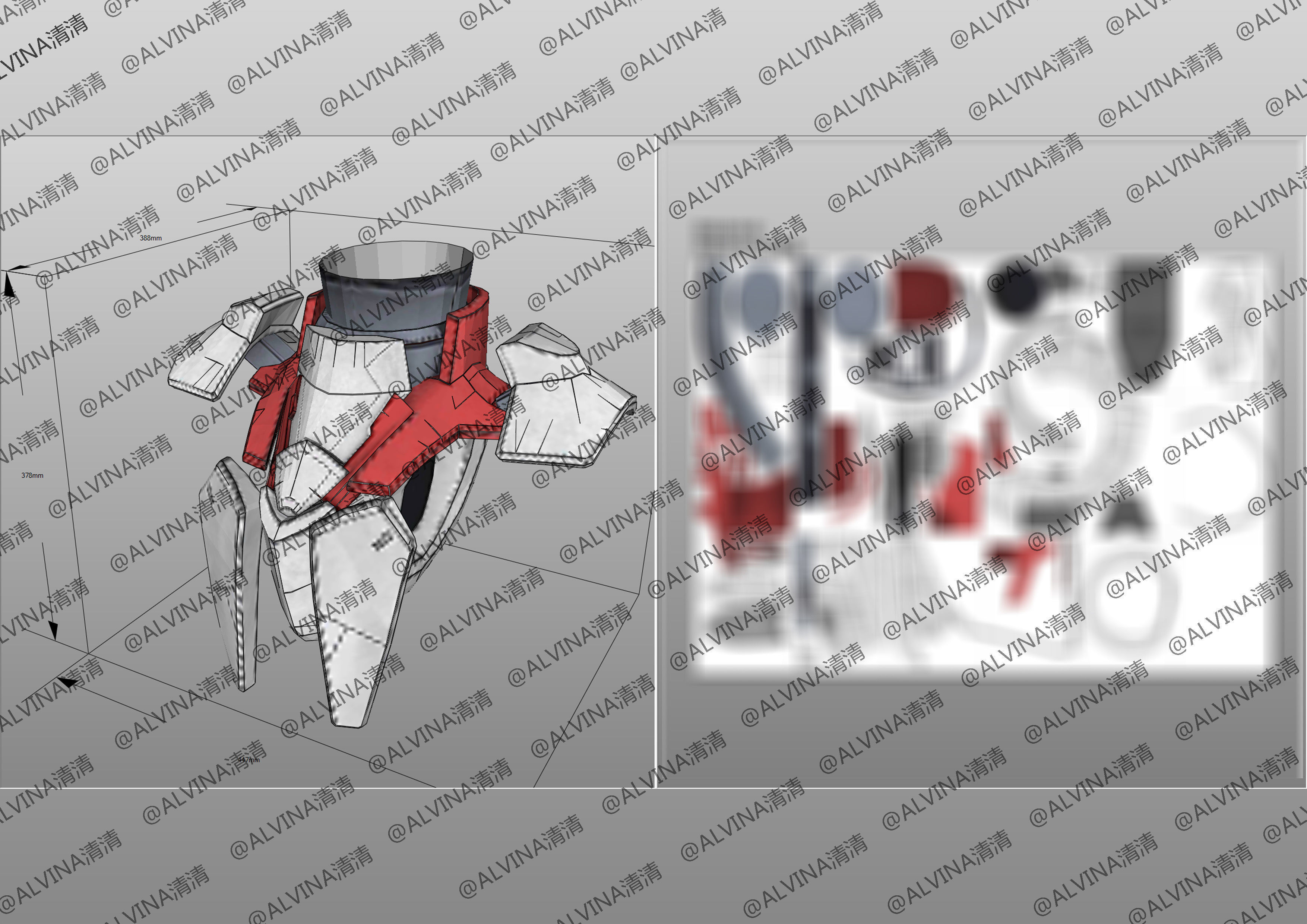 GUNDAM AERIAL Armor - DIY Cosplay Pepakura Foam Template Low-poly 3D model_17