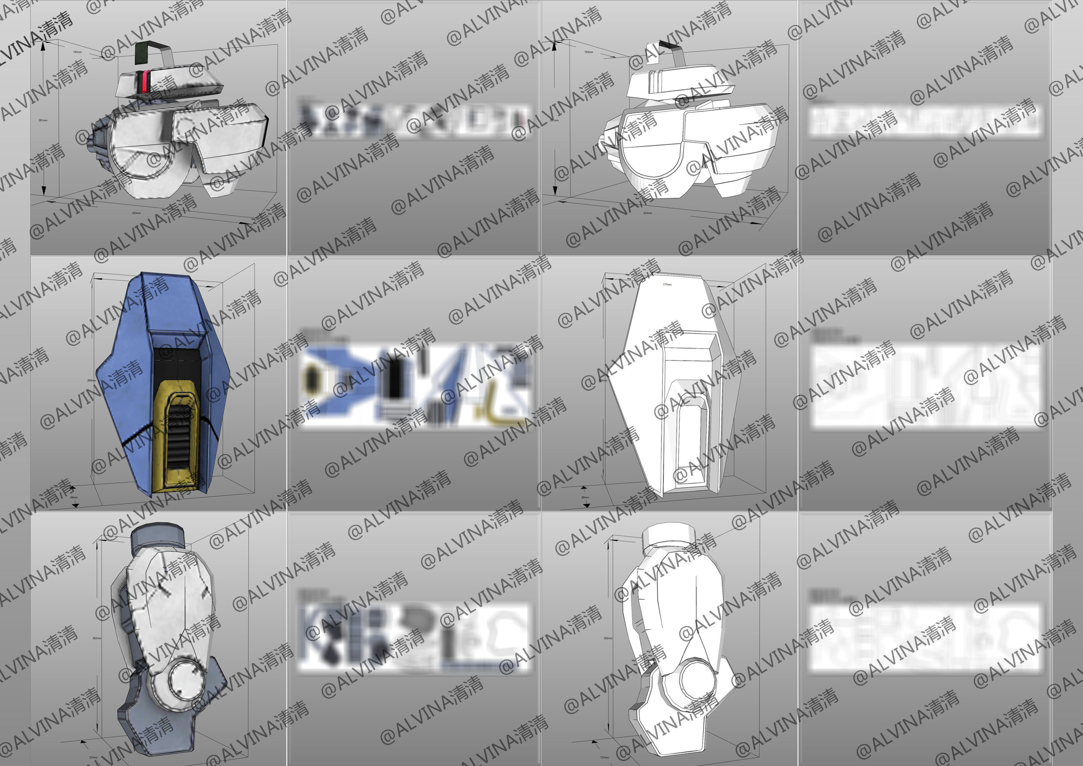 GUNDAM AERIAL Armor - DIY Cosplay Pepakura Foam Template Low-poly 3D model_5