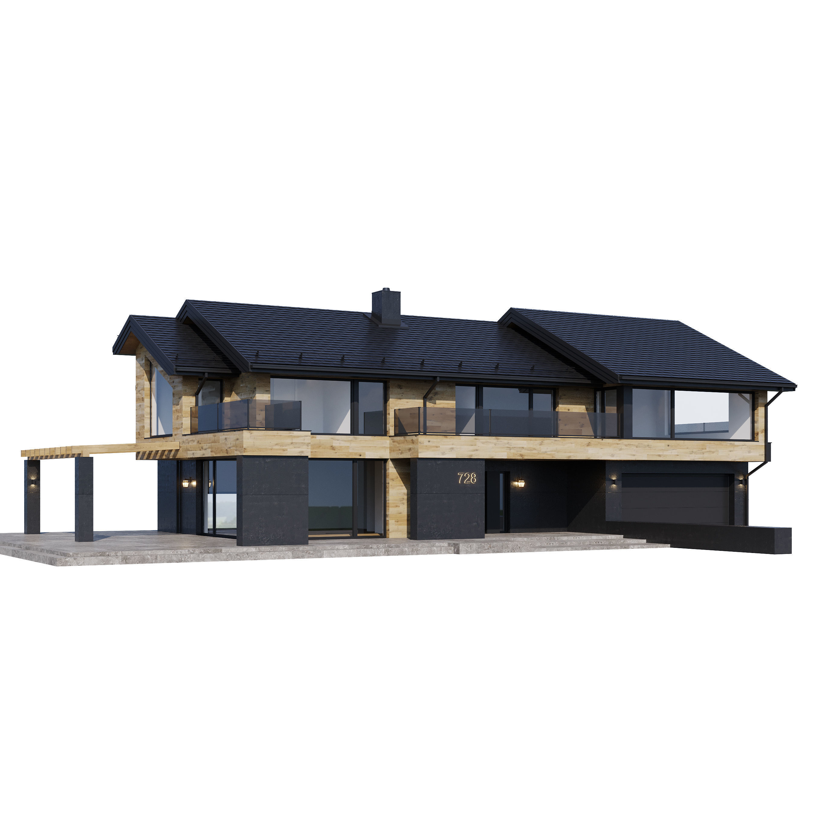 Modern house V87 3D model_2