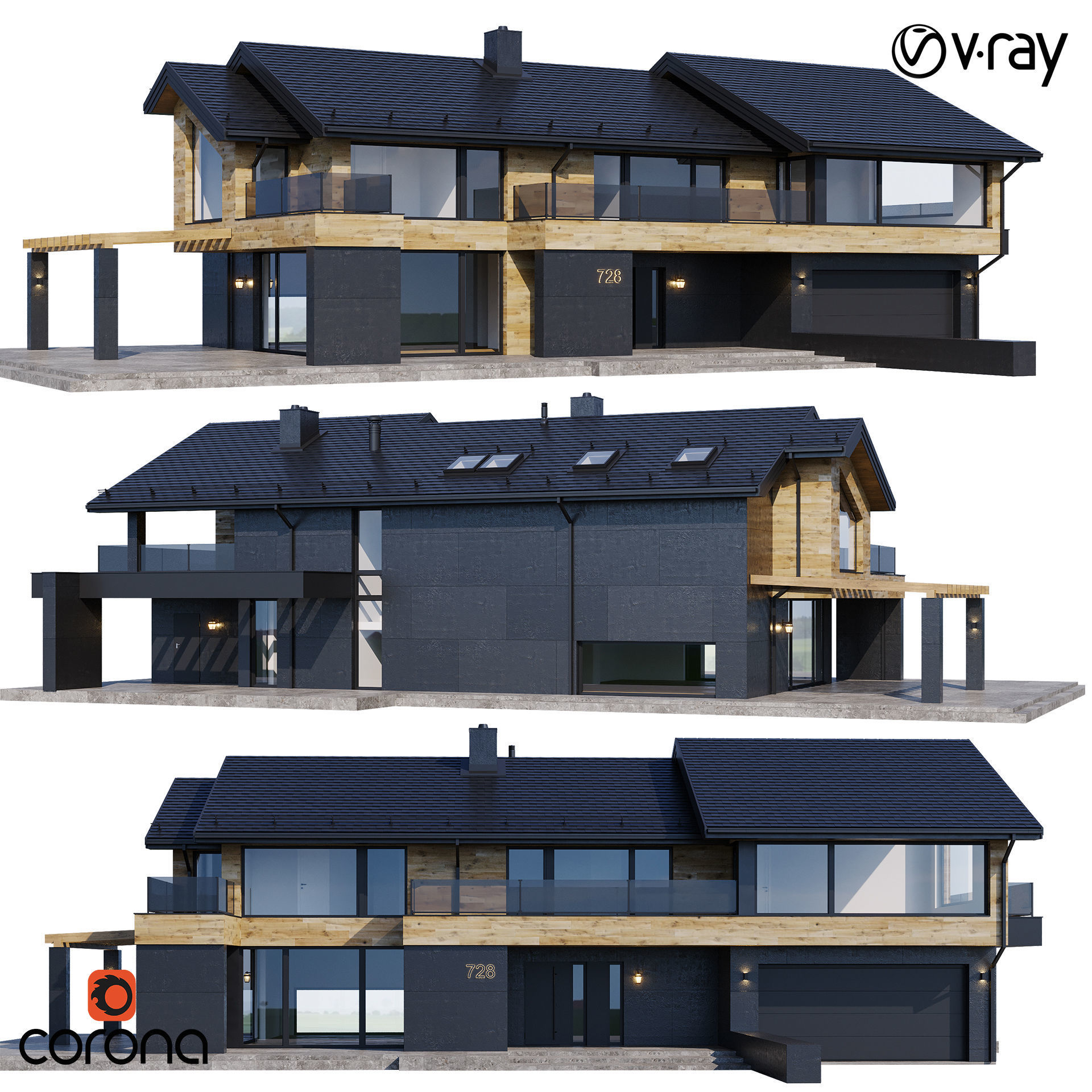 Modern house V87 3D model_1