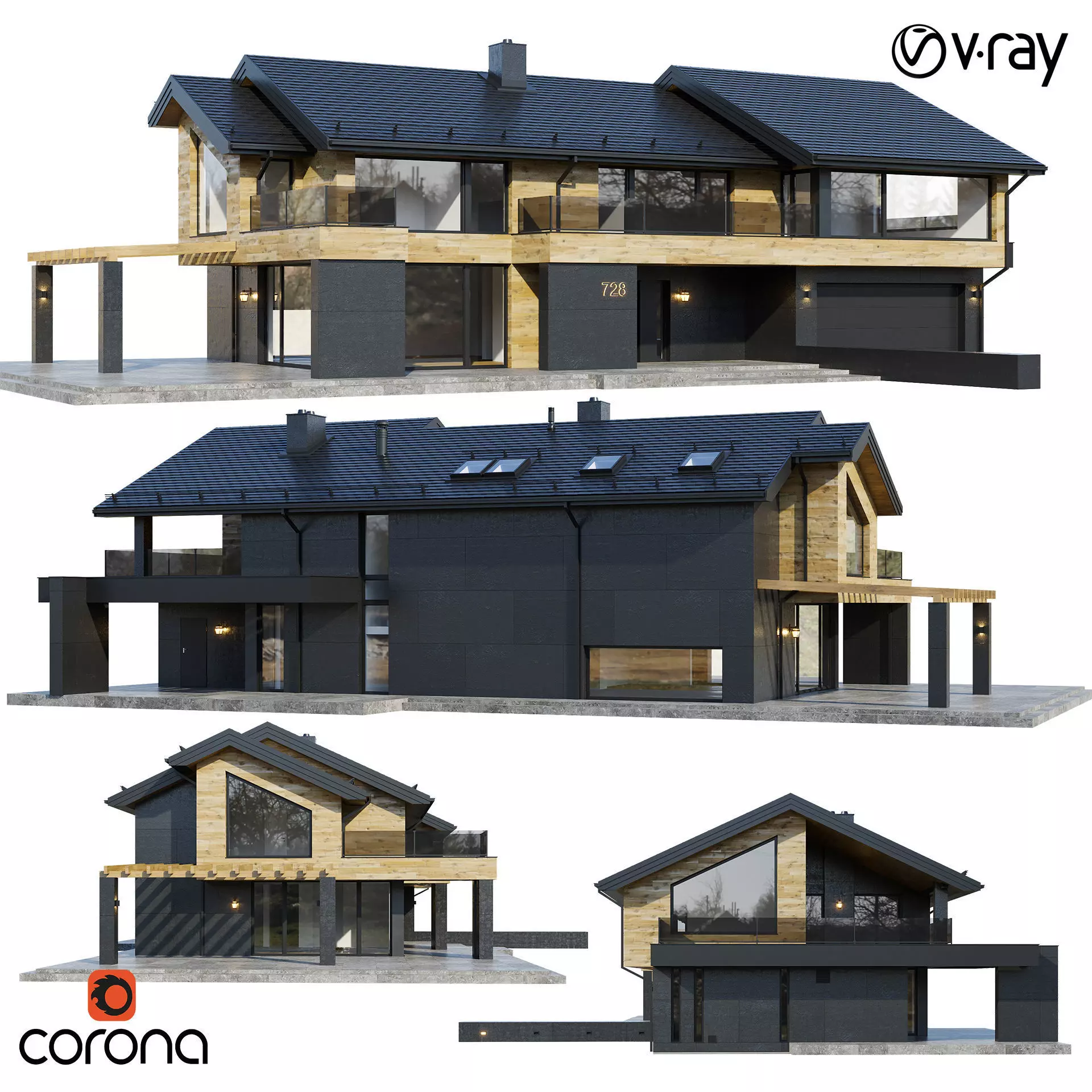 Modern house V87 3D model_0