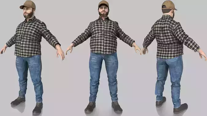 TRUCK DRIVER Low-poly 3D model