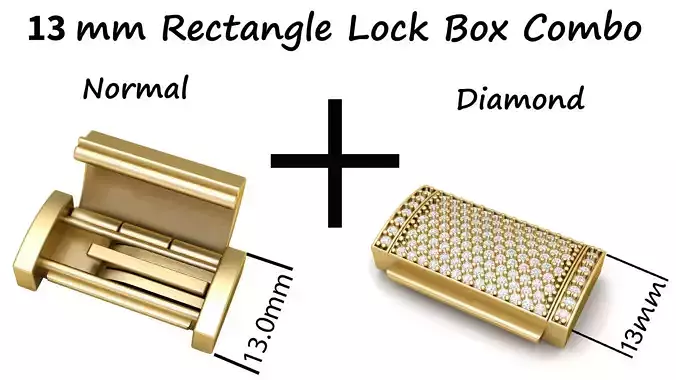 13mm Rectangular Lock Box Combo of Plain and Diamond