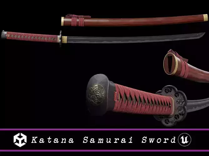Katana Samurai Sword Low-poly 3D model