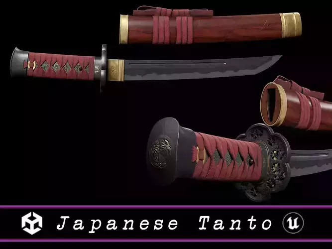 Japanese Tanto  Low-poly 3D model